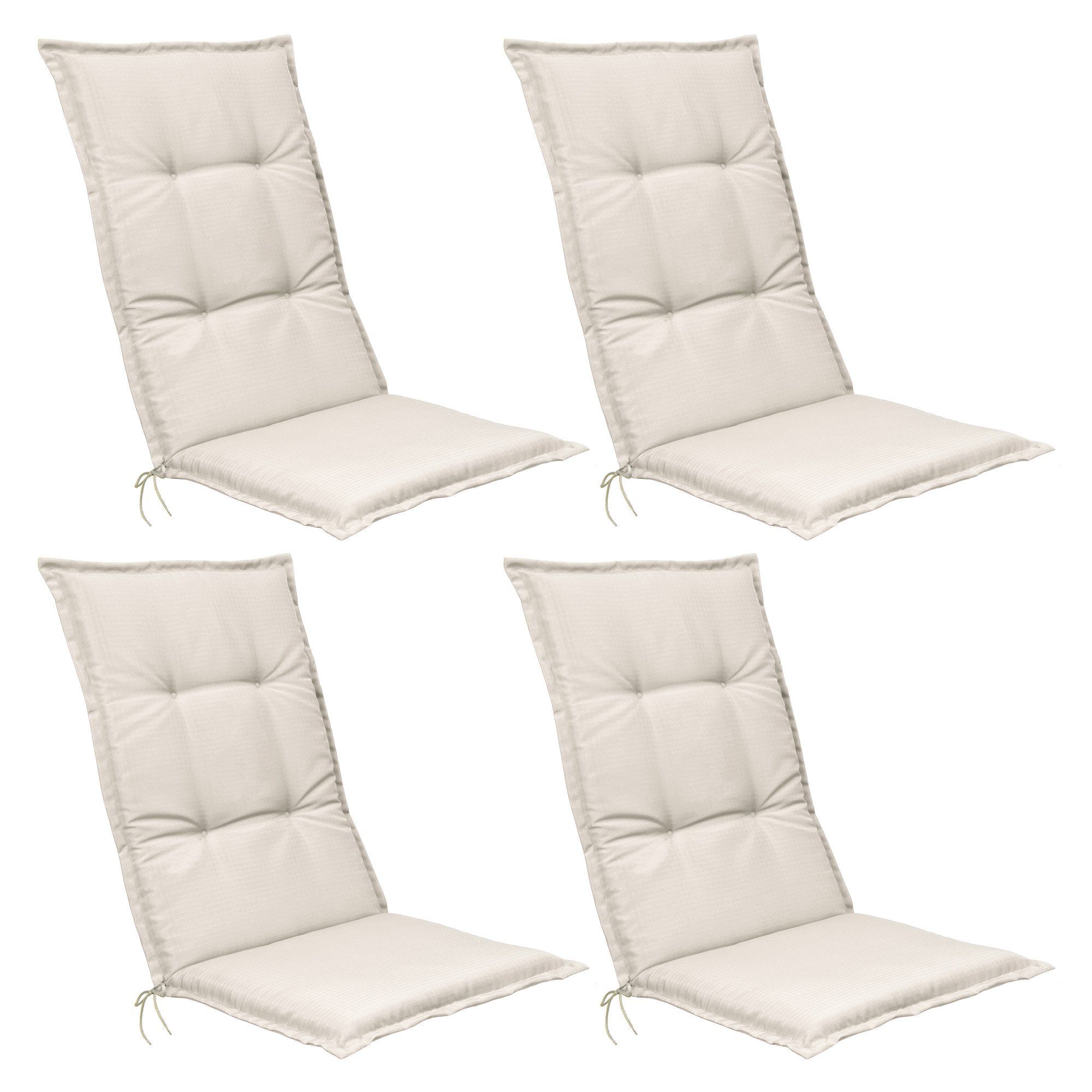 Beautissu Polsterauflage Base, (4 St), 4er Set Hochlehner Auflage 120x50x6cm