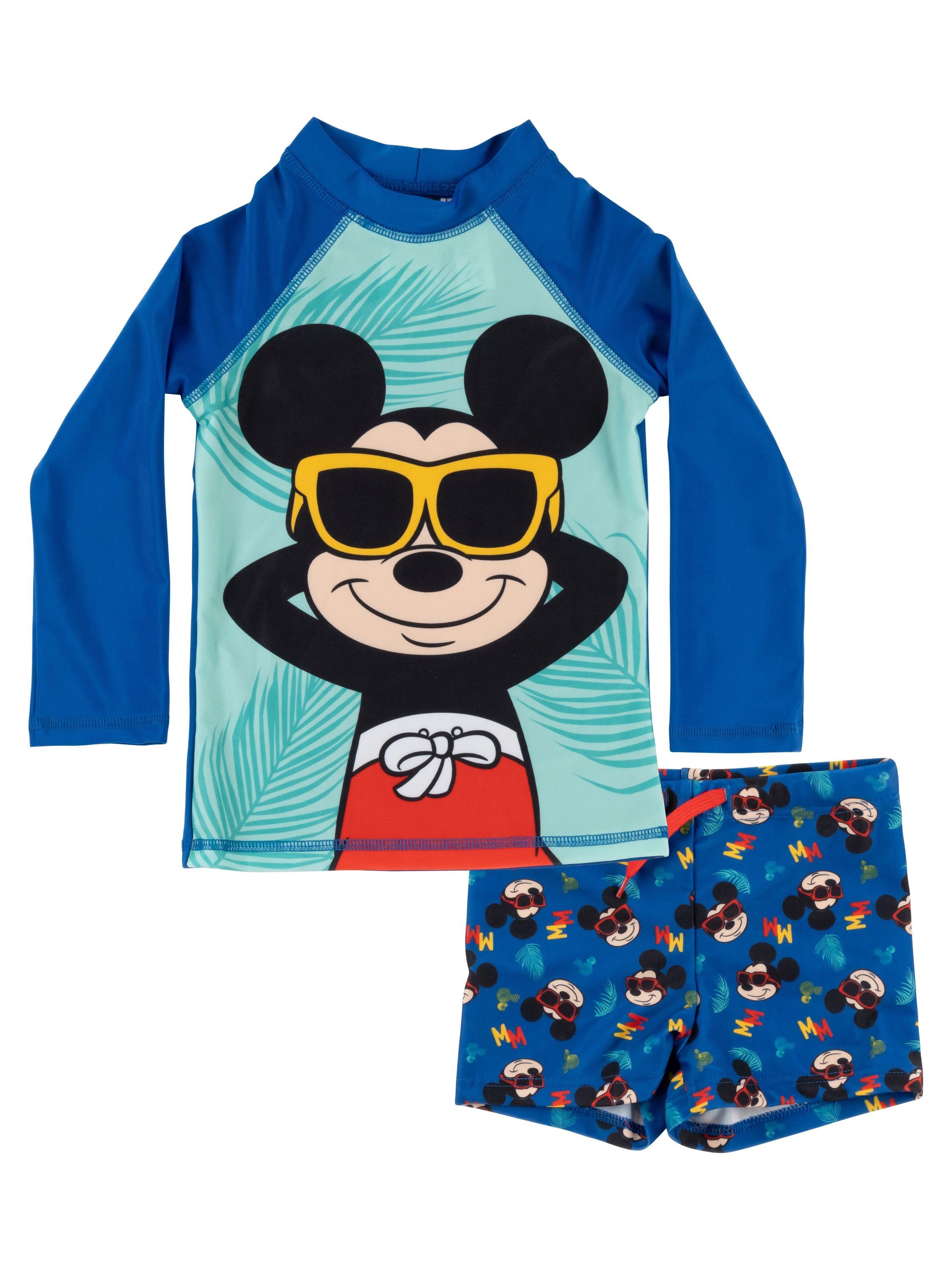 United Labels® Badeanzug Disney Mickey Mouse Schwimmset UV-Schutz 50 Badeanzug langarm Shirt