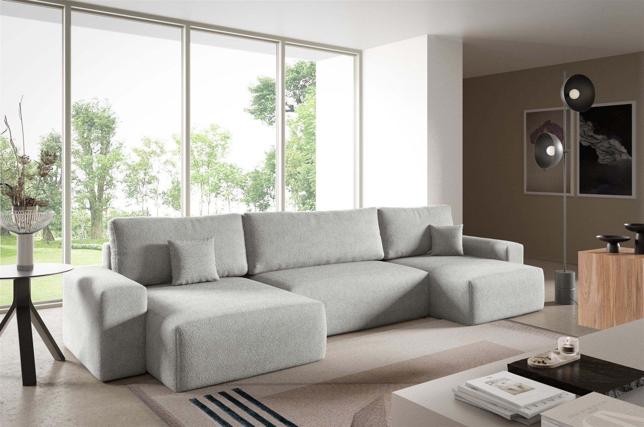 Fun Möbel Wohnlandschaft Sofa FUN SANTIGO mit Schlaffunktion in Polsterstoff Centaur, inkl. 2 Zierkissen, inkl. Bettkasten