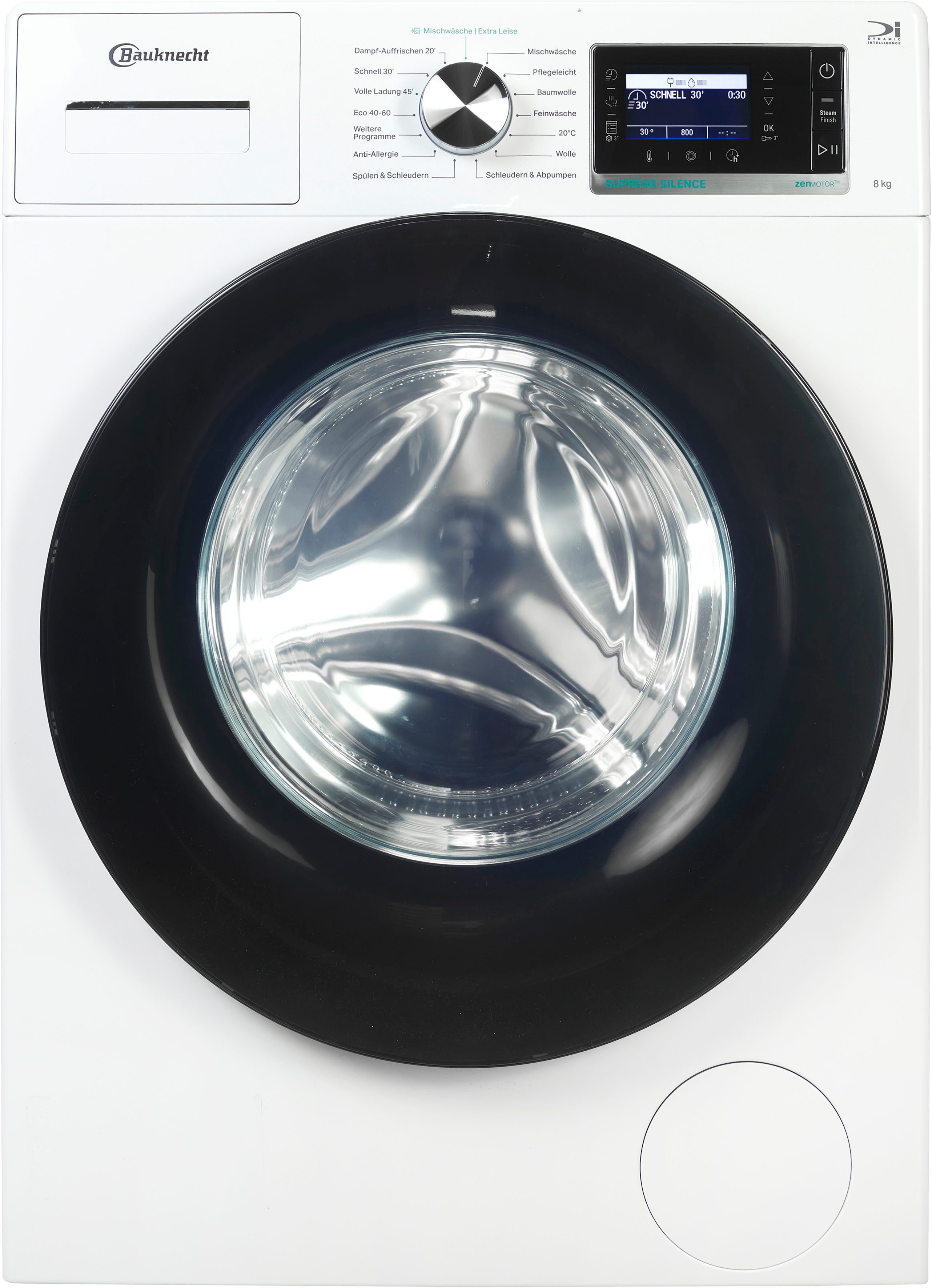 BAUKNECHT Waschmaschine B6R 88E SILENCE DE, 8 kg, 1400 U/min, Dampfprogramm, besonders leise, Vollwasserschutz