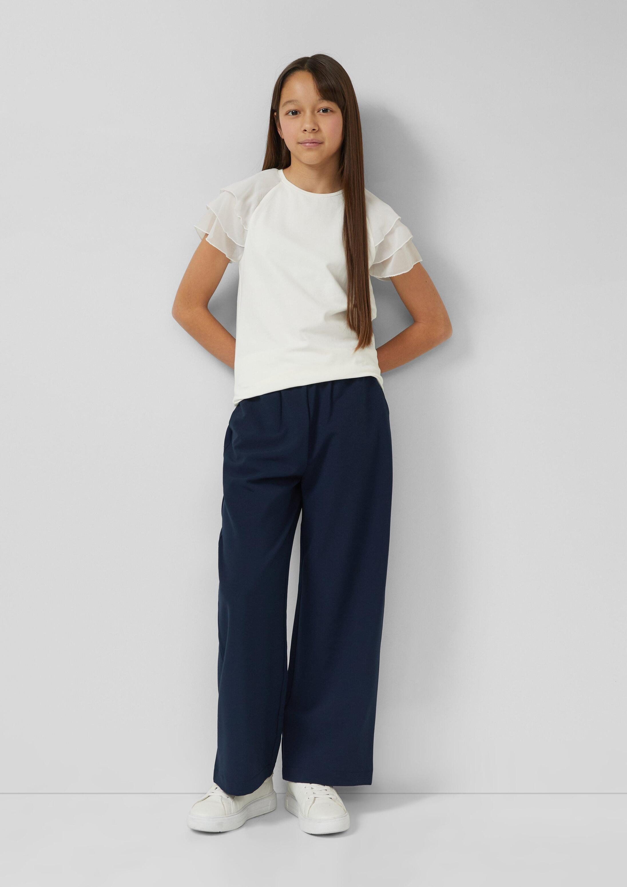s.Oliver Chinos Hose Fließende Hose mit Elastikbund und Wide Leg