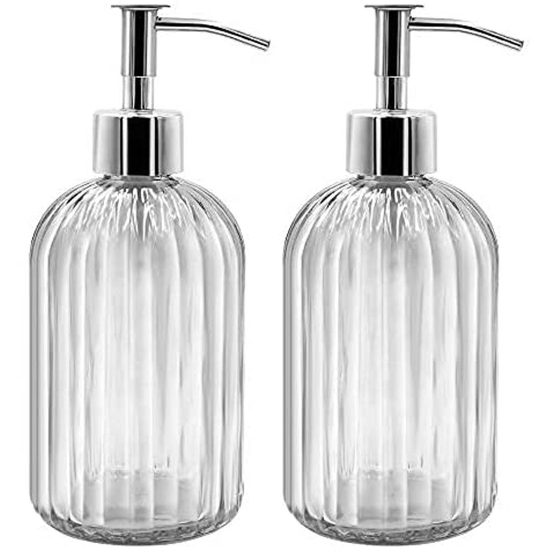 BEARSU Seifenspender 2 Stück Seifenspender aus Glas mit Pumpe, 400 ml  Flüssigseifenspender, (für Küche, Bad, Waschküche), für Spülmittel, Shampoo  und Lotion, nachfüllbarer Seifenspender