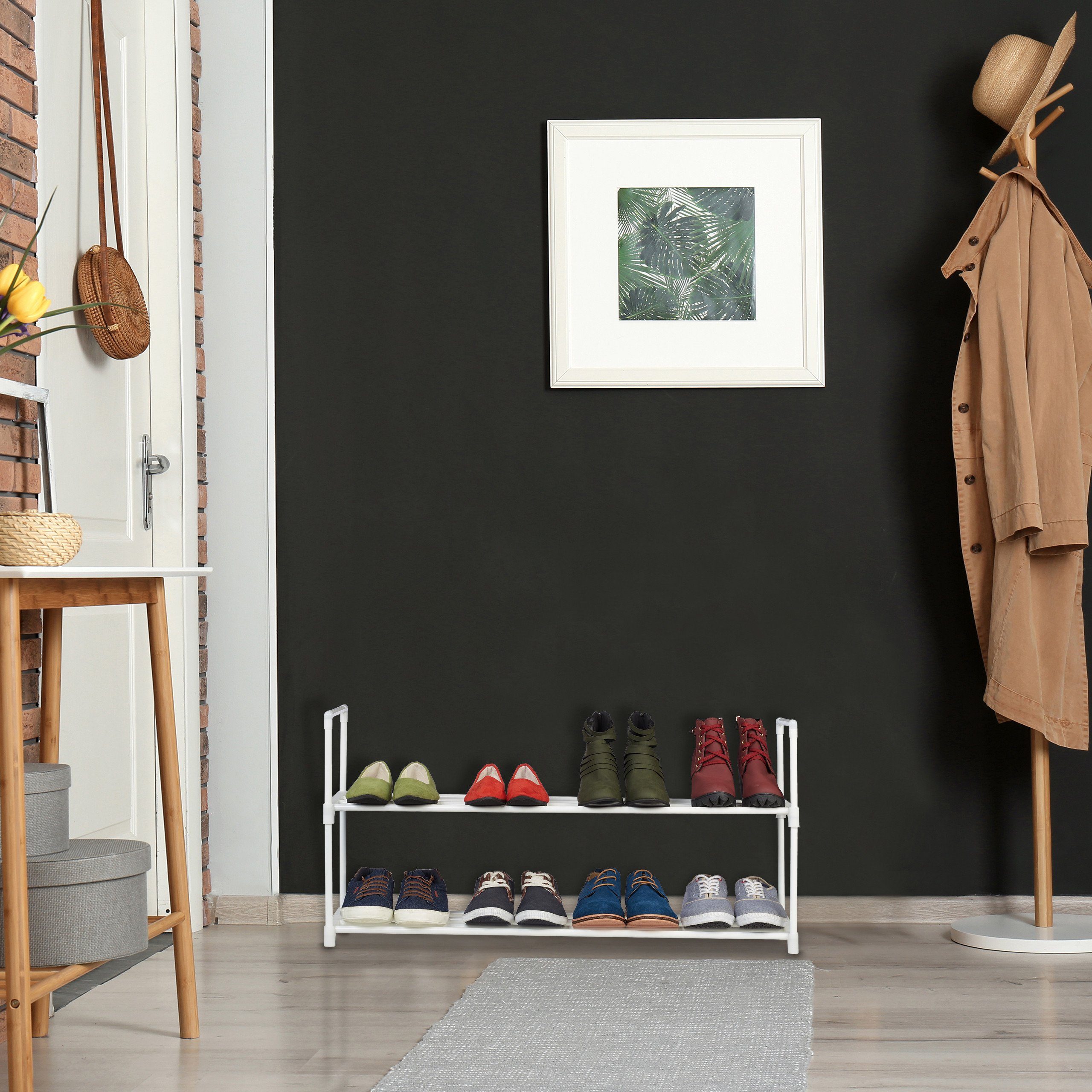 relaxdays Schuhregal Metall Schuhregal weiß, 2 günstig online kaufen