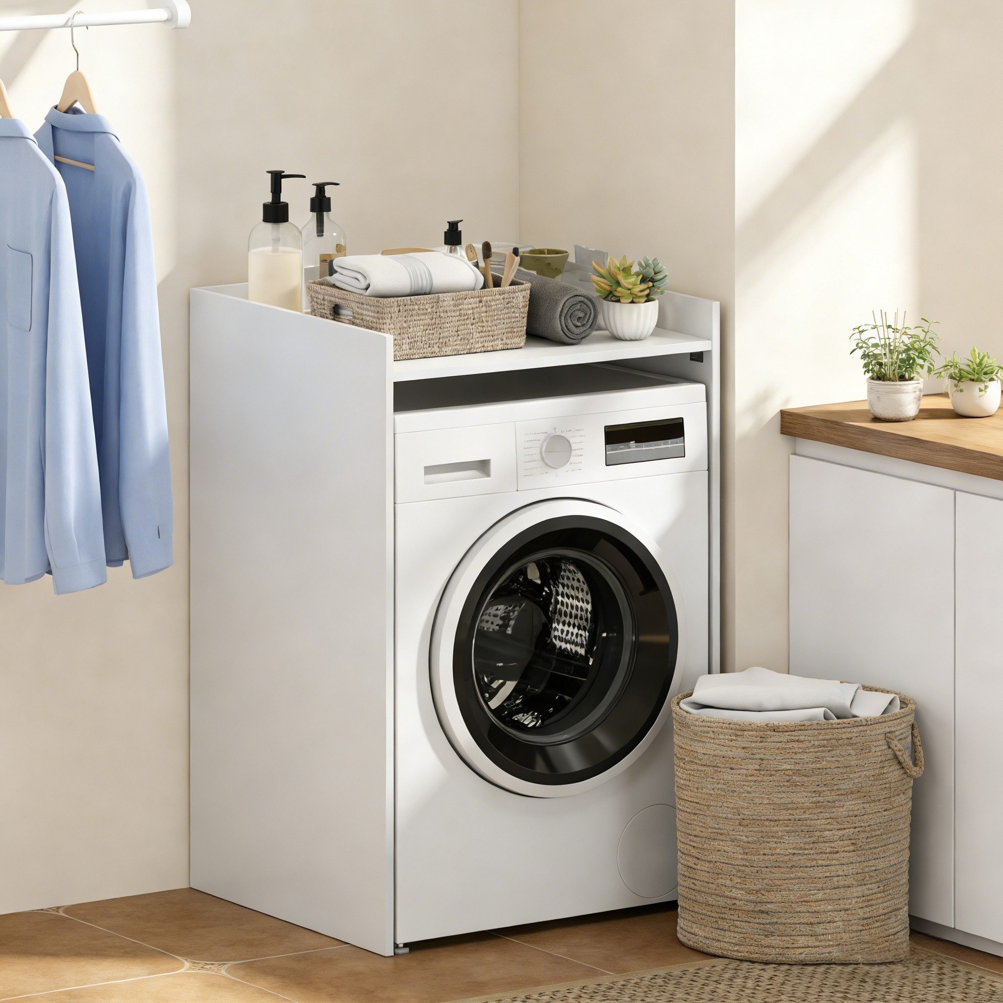 BlingBin Badregal Waschmaschinenregal Badschrank Badezimmerschrank mit offen Regal, 1er Set 1-tlg., Nischenschrank Beistellschrank für Badezimmer, kleine Räume