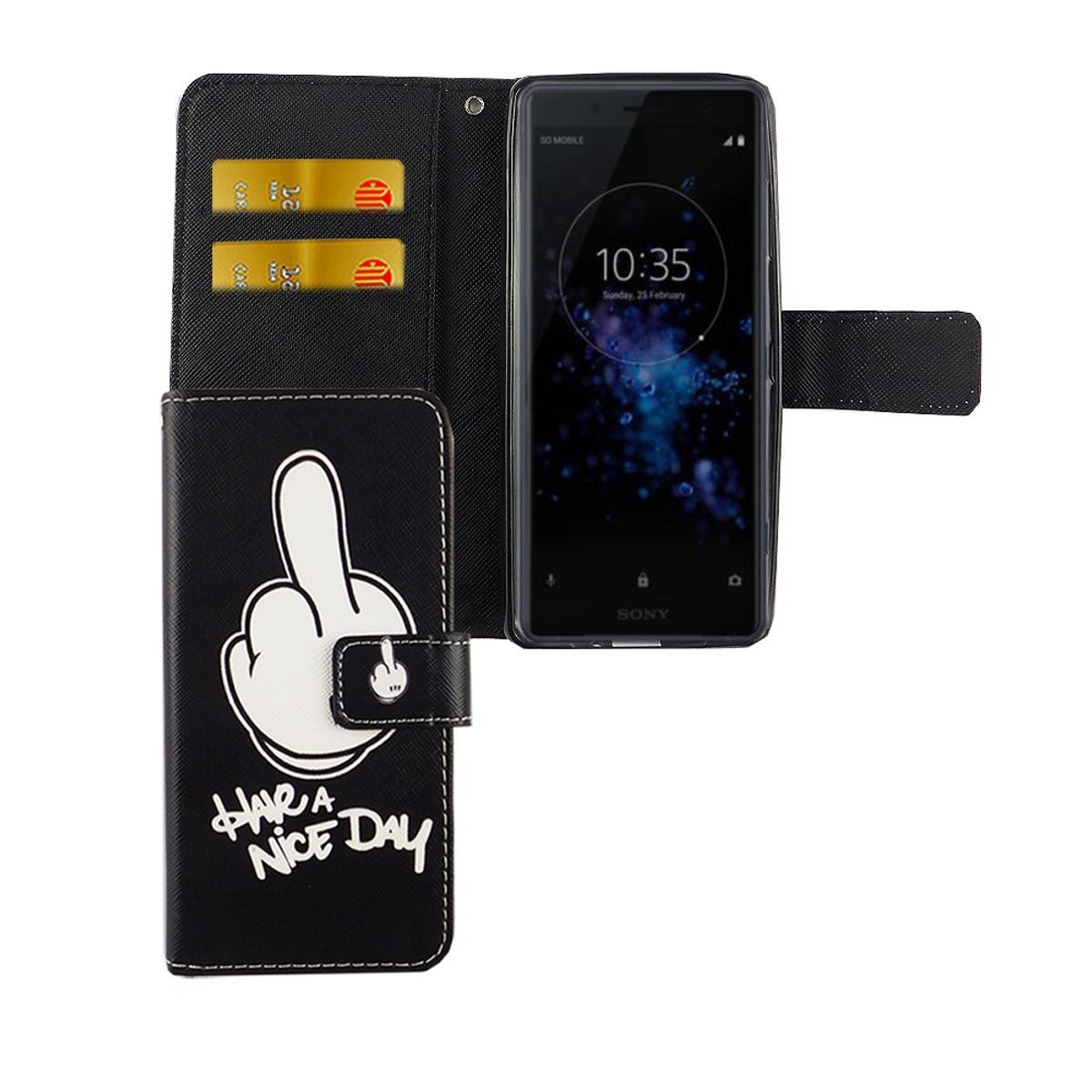 König Design Handyhülle Sony Xperia XZ2 Compact, Sony Xperia XZ2 Compact Handyhülle Bookcover Schwarz