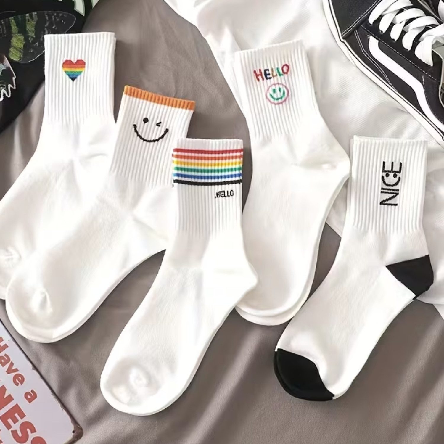 XCOAST Freizeitsocken 5er Pack Regenbogen Design Socken