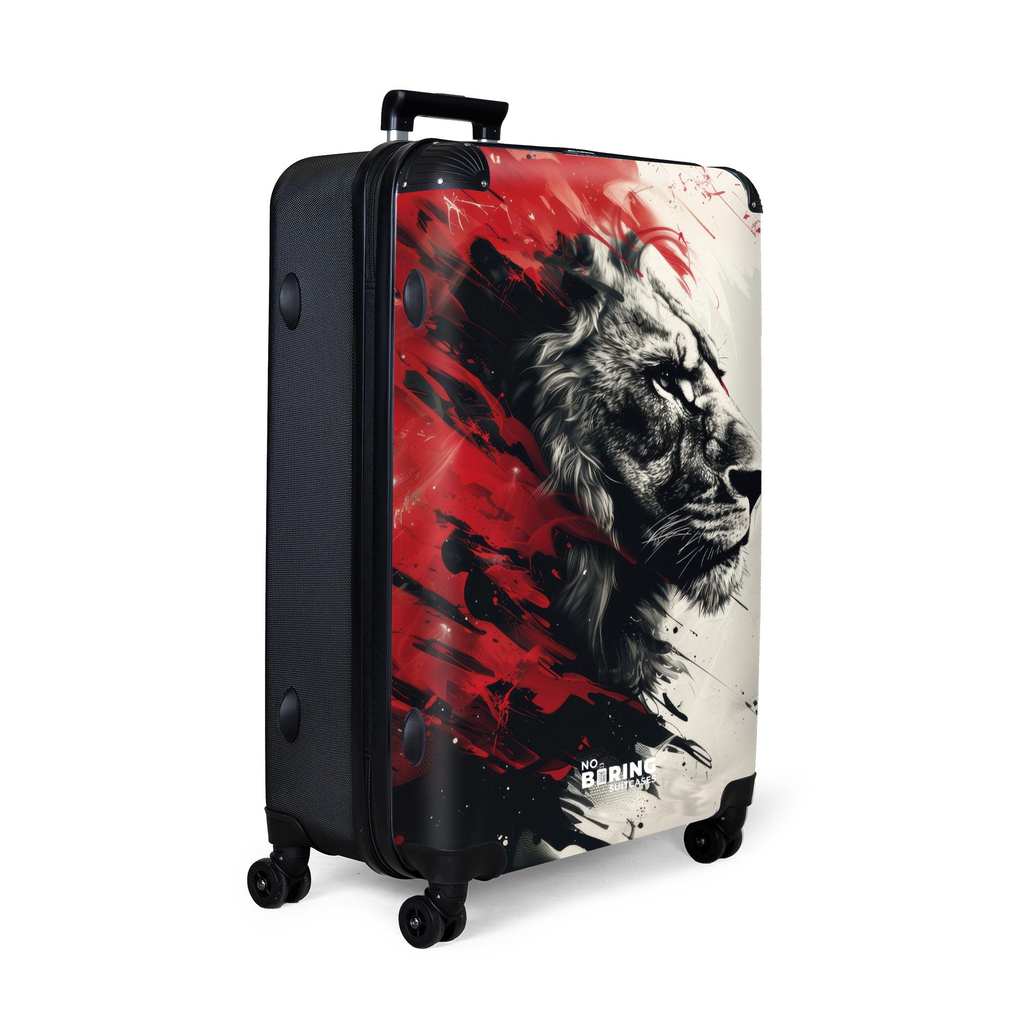 NoBoringSuitcases.com© Hartschalen-Trolley Schwarzer und weißer Löwe günstig online kaufen