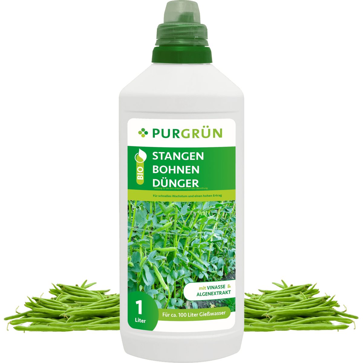 Gemüsedünger Purgrün Bio Stangenbohnen Dünger, NPK 4+1+7, Algenextrakt, 1 Liter