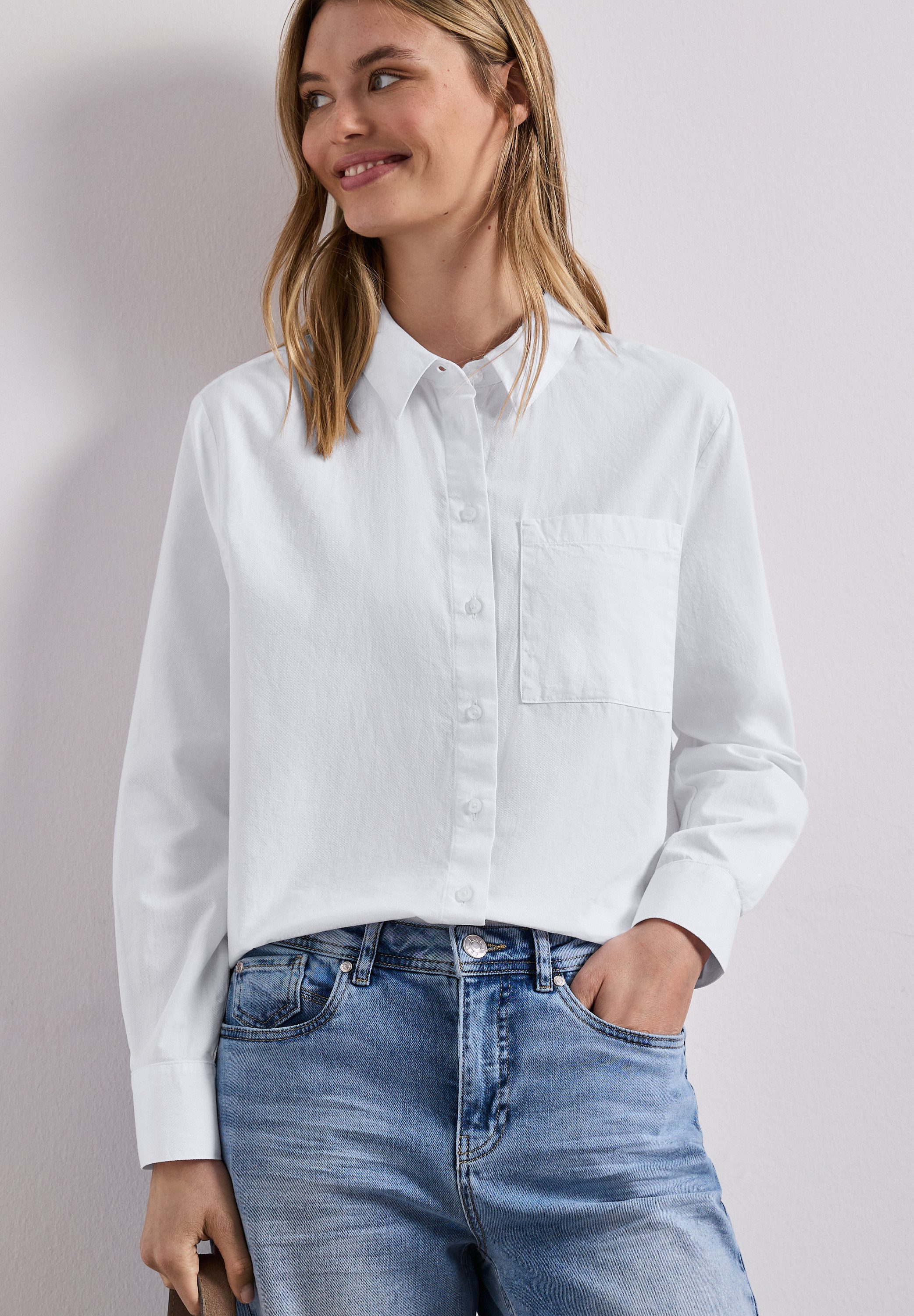 STREET ONE Langarmbluse mit Hemdkragen aus Twill