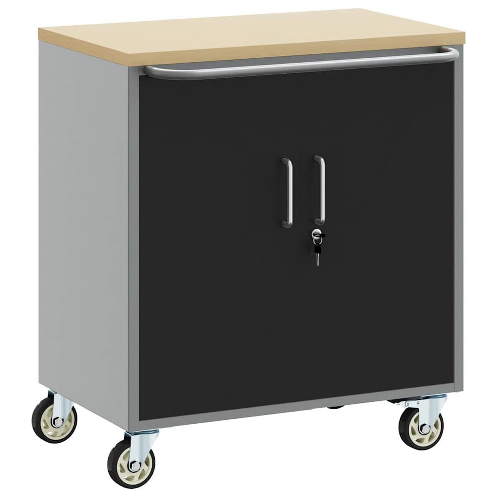 vidaXL Werkzeugbox Trolley Rolling Workbench Schwarz und Grau 75 x 45 x 85 cm (1 St)