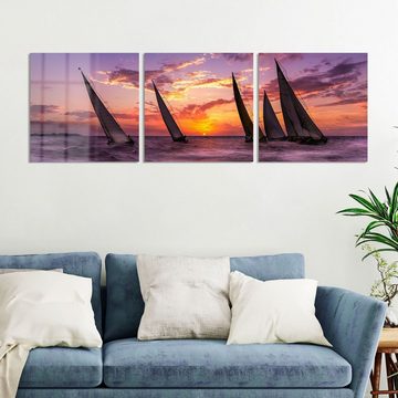 DEQORI Glasbild 'Segelboote im Abendlicht', 'Segelboote im Abendlicht', Glas Wandbild Bild schwebend modern
