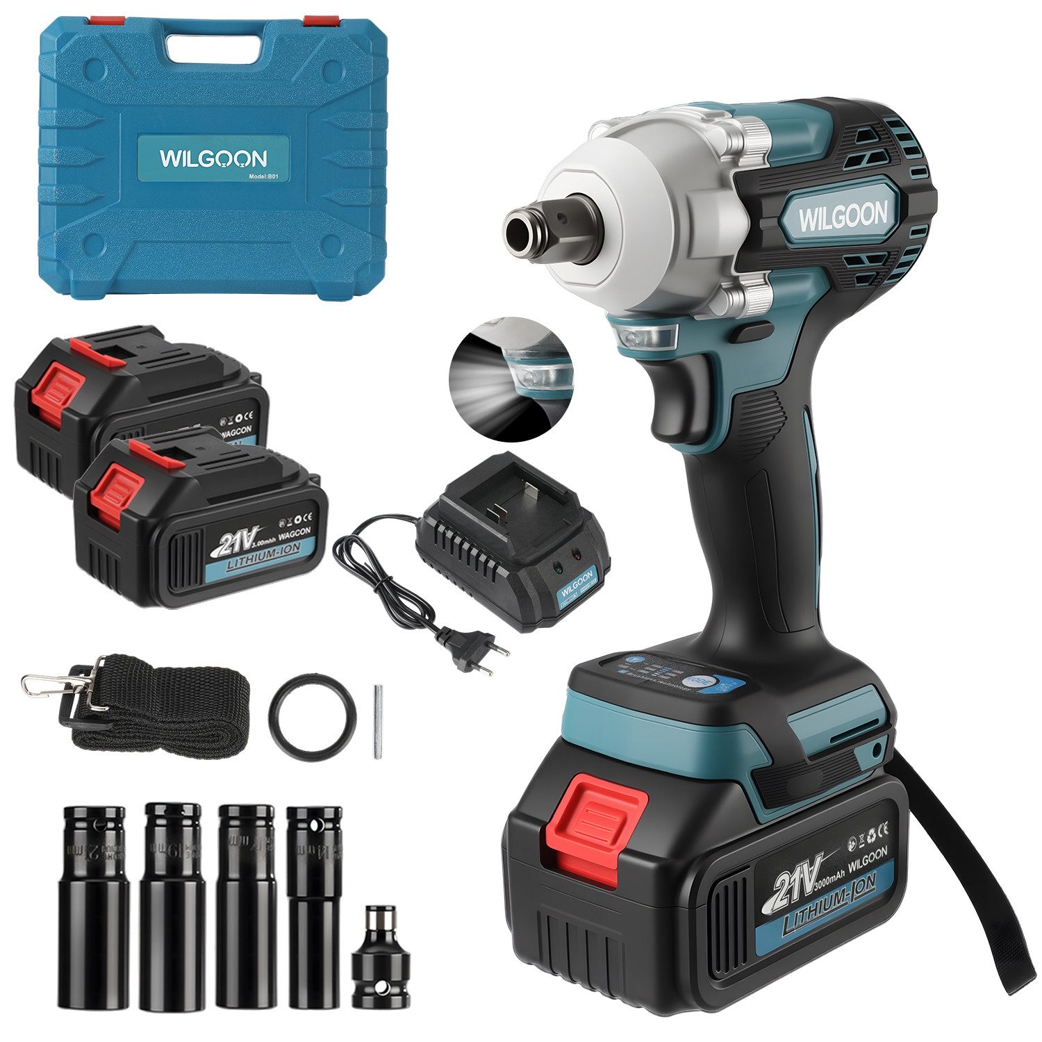 WILGOON Akku-Bohrschrauber 20V Akkuschrauber Set 320Nm max. Akku-Schraubend günstig online kaufen