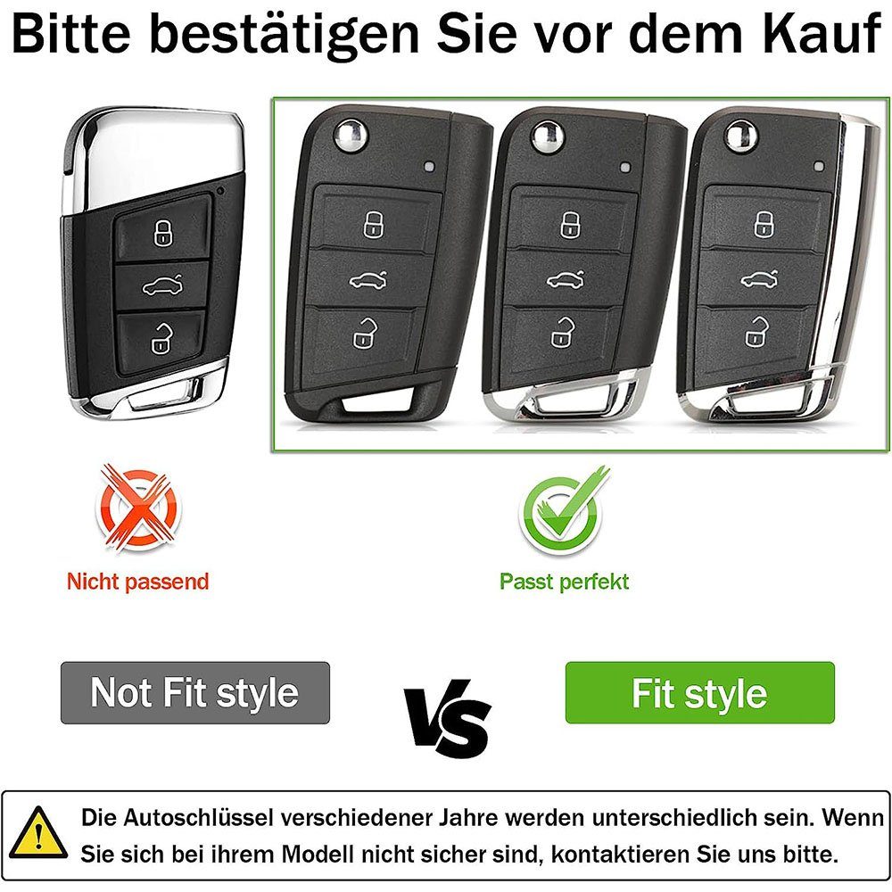 TUABUR Schlüsselanhänger Set VW Schlüsselhülle, Golf Skoda 7, Polo, Schwarz