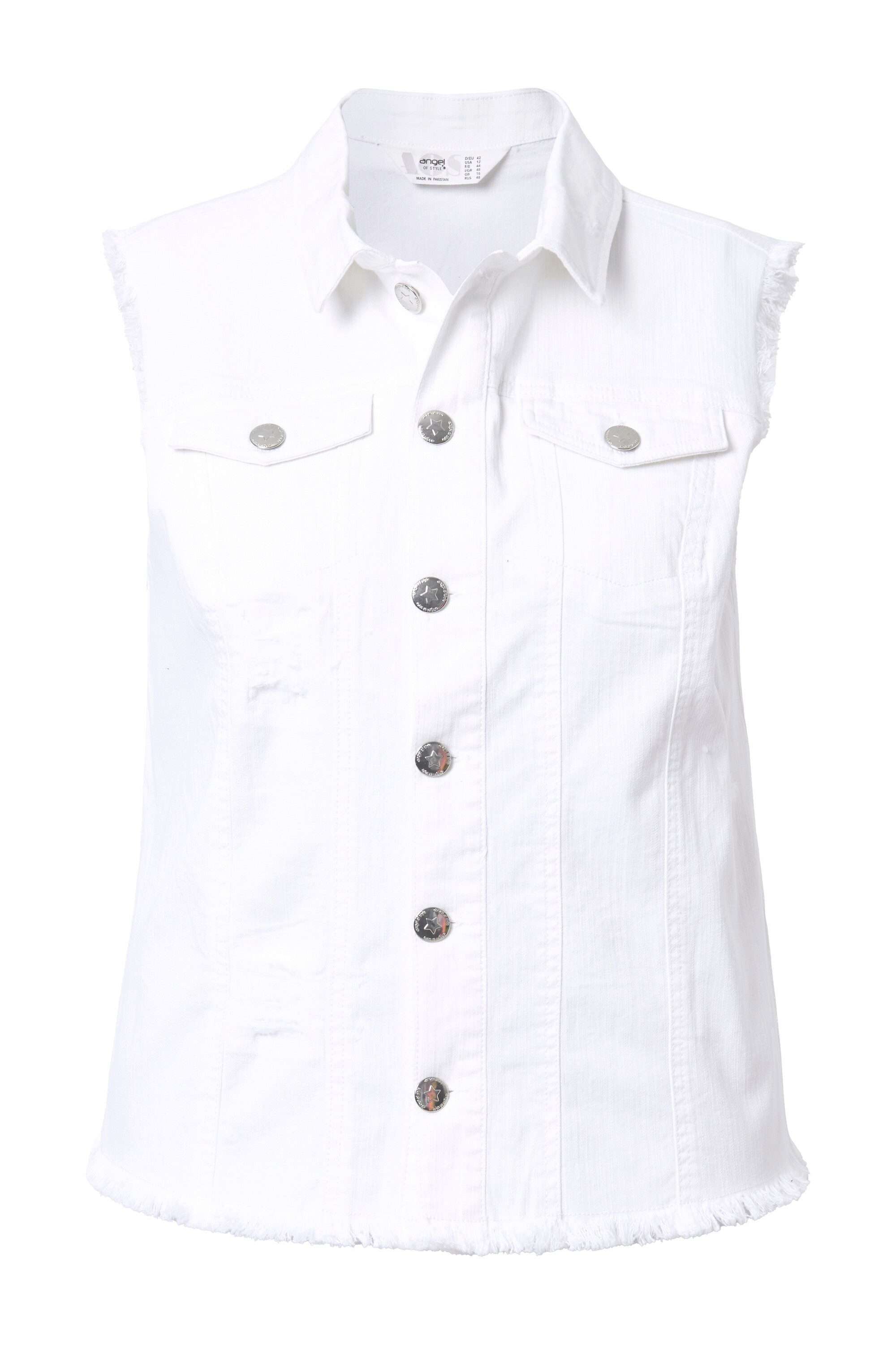 Angel of Style Steppweste Jeansweste offene Kanten gerundeter Saum günstig online kaufen