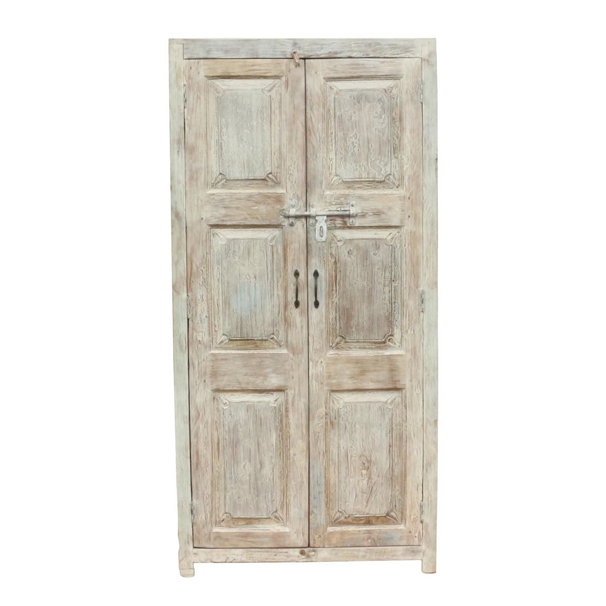 Oriental Galerie Mehrzweckschrank Schrank Weiß Indischer Flurschrank 185 cm (1-St) Wohnzimmerschrank Landhausstil weiß, Buffetschrank, Esszimmerschrank