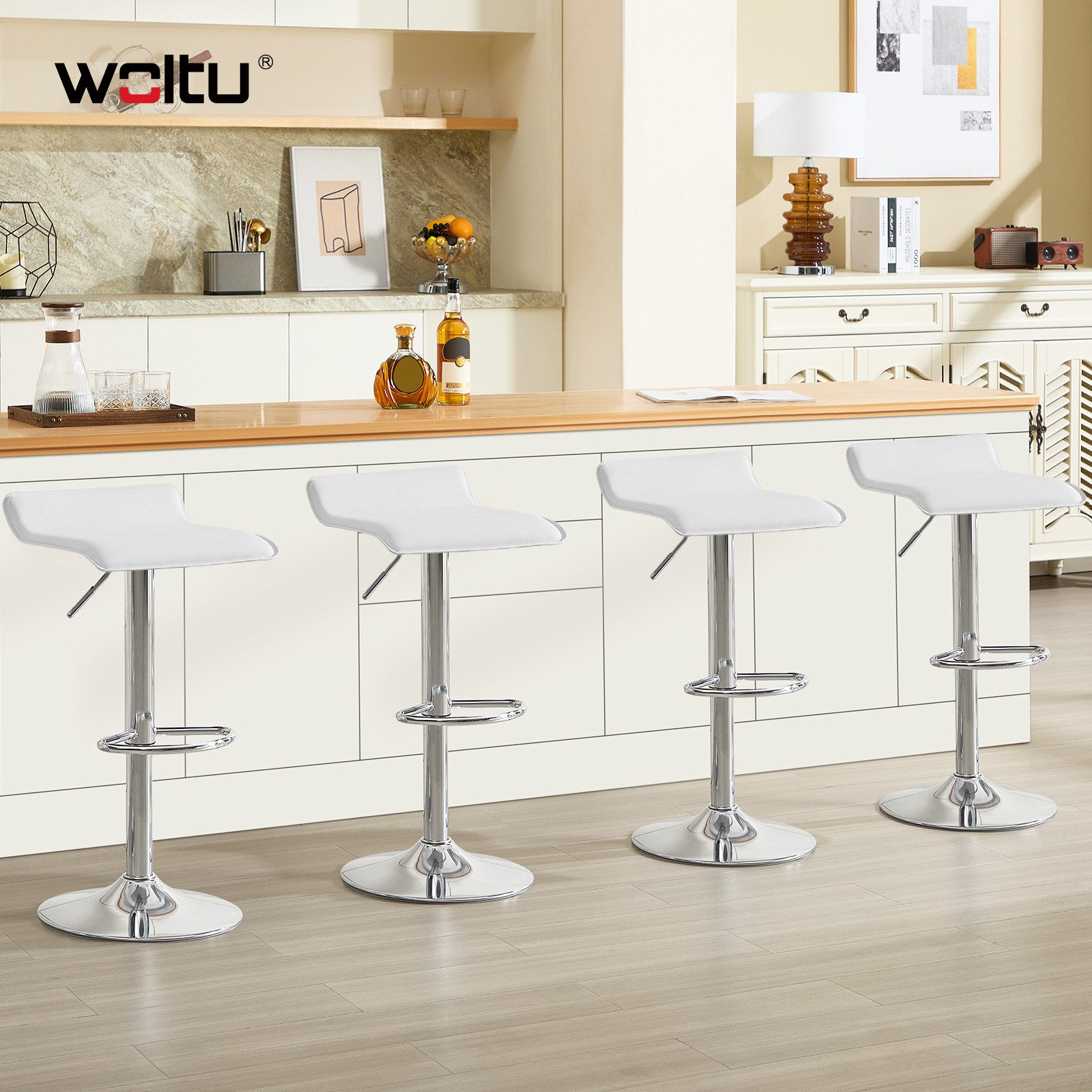 Woltu Barhocker (1 St), Design Hocker stufenlose Höhenverstellung Kunstleder