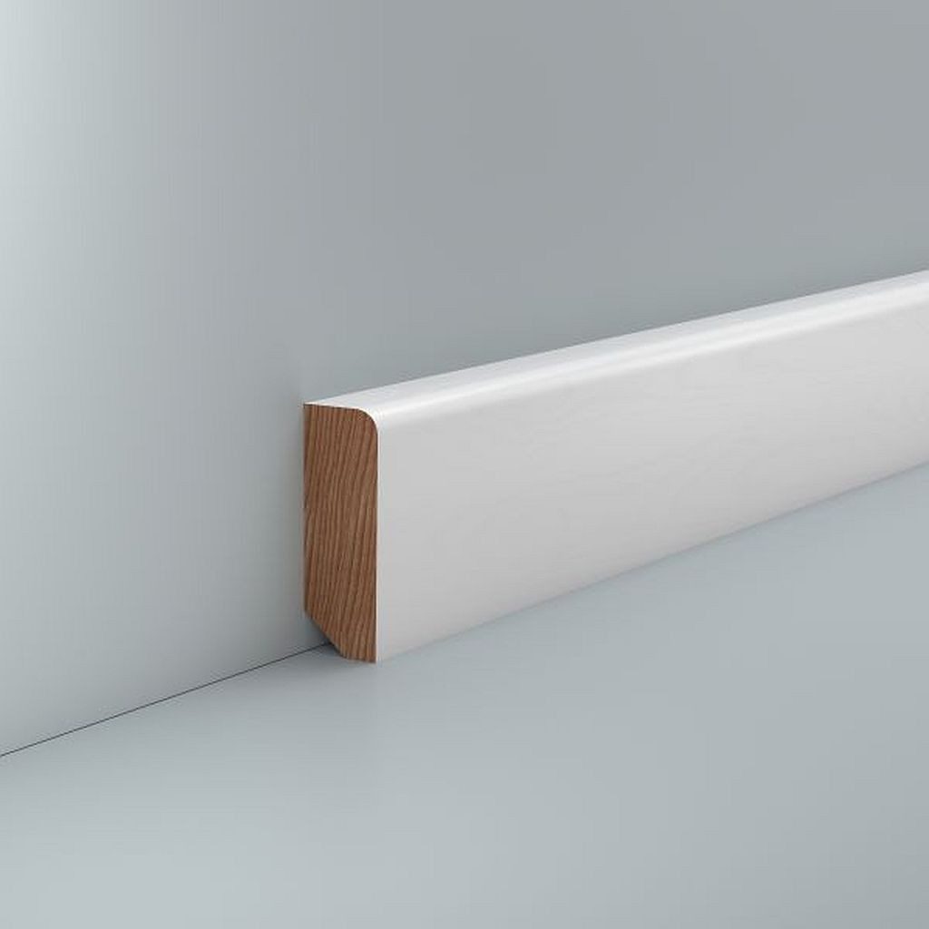 Südbrock Sockelleiste Sockelleiste weiß 20 x 58 Holz Buche Lackiert Fußleiste RAL 9010, L: 240 cm, H: 5.8 cm, 1-St.