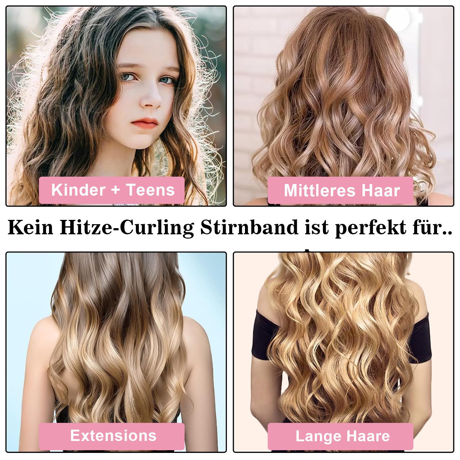 HAUSS SPOLE Lockenwickler 3er Locken ohne Hitze Hitzefreie Lockenwickler Set Lockenband, Große Locken für Welliges Lockenstyling, 3 tlg., Heatless Curls für Alle Haartypen