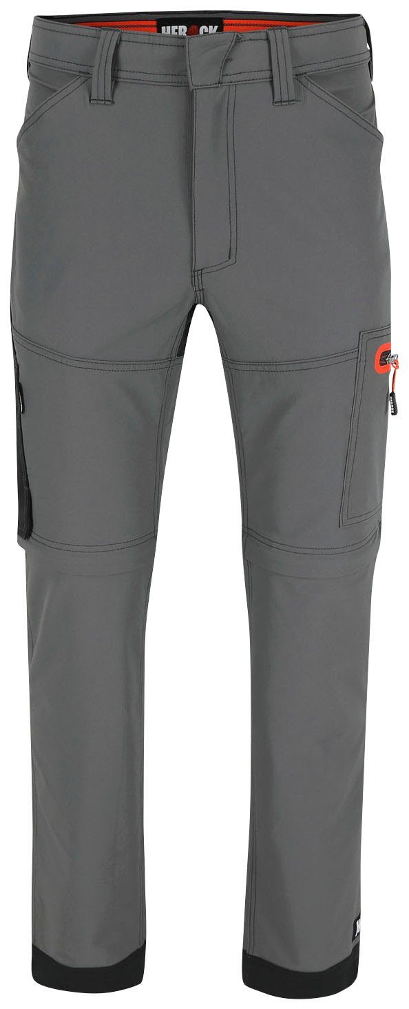 Herock Arbeitshose Tornado Zip Off Multi-Pocket in 4-Wege-Funktions-Stretch, Hose und Bermuda in einem kohle | 