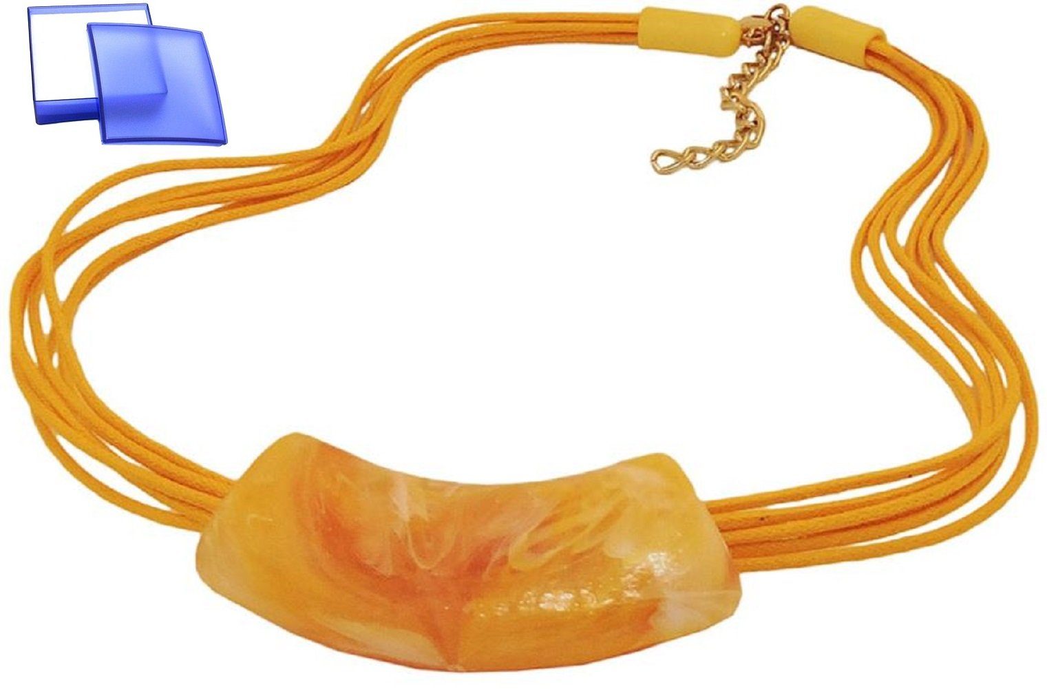 unbespielt Collier »Collier Halskette Rohr flach gebogen gelb marmoriert  glänzend Kunststoff 45 cm inklusive Schmuckbox«, Modeschmuck für Damen  online kaufen | OTTO