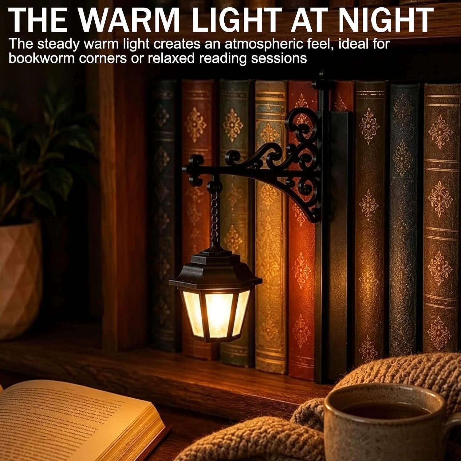 FELIXLEO Wandleuchte Bücherregal Lampe Vintage Laterne LED Buchstütze 2 Stück – Bild 3 von 5