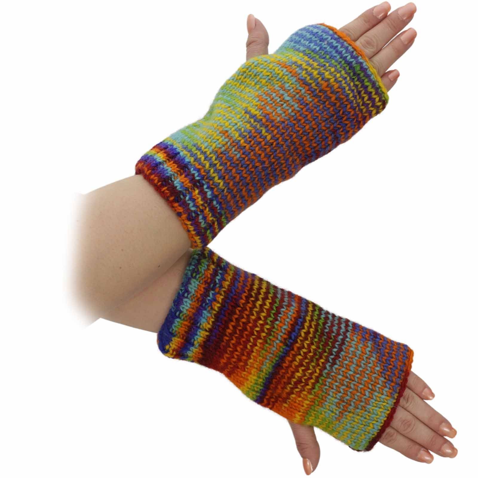 UND Strick MAGIE Regenbogen Armstulpen Armstulpen Hand-/Pulswärmer Bunte Handschuhe KUNST Wolle