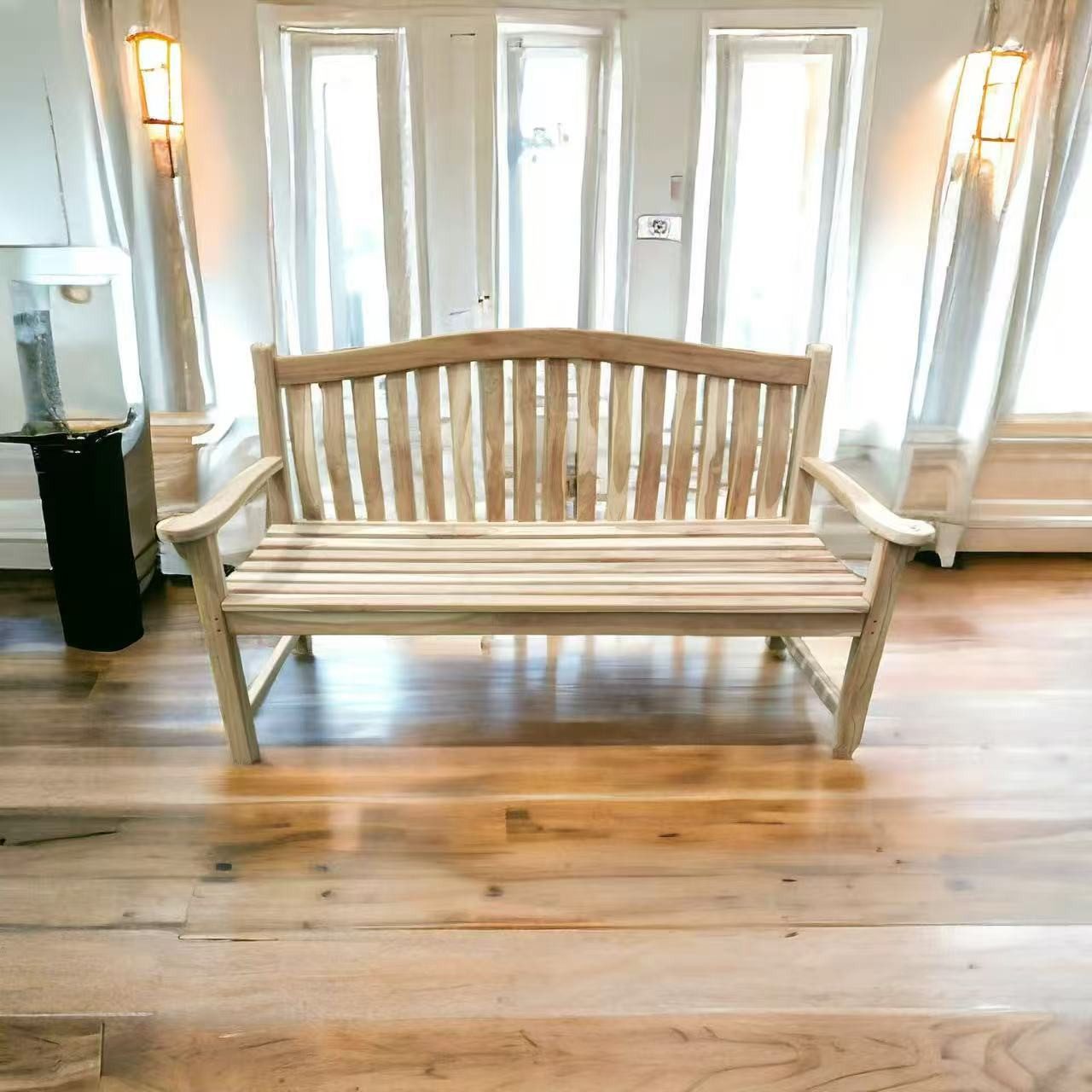 HOMECALL Gartenbank holz Teakbank Wetterfeste Holzbank mit Rückenlehne sitz günstig online kaufen