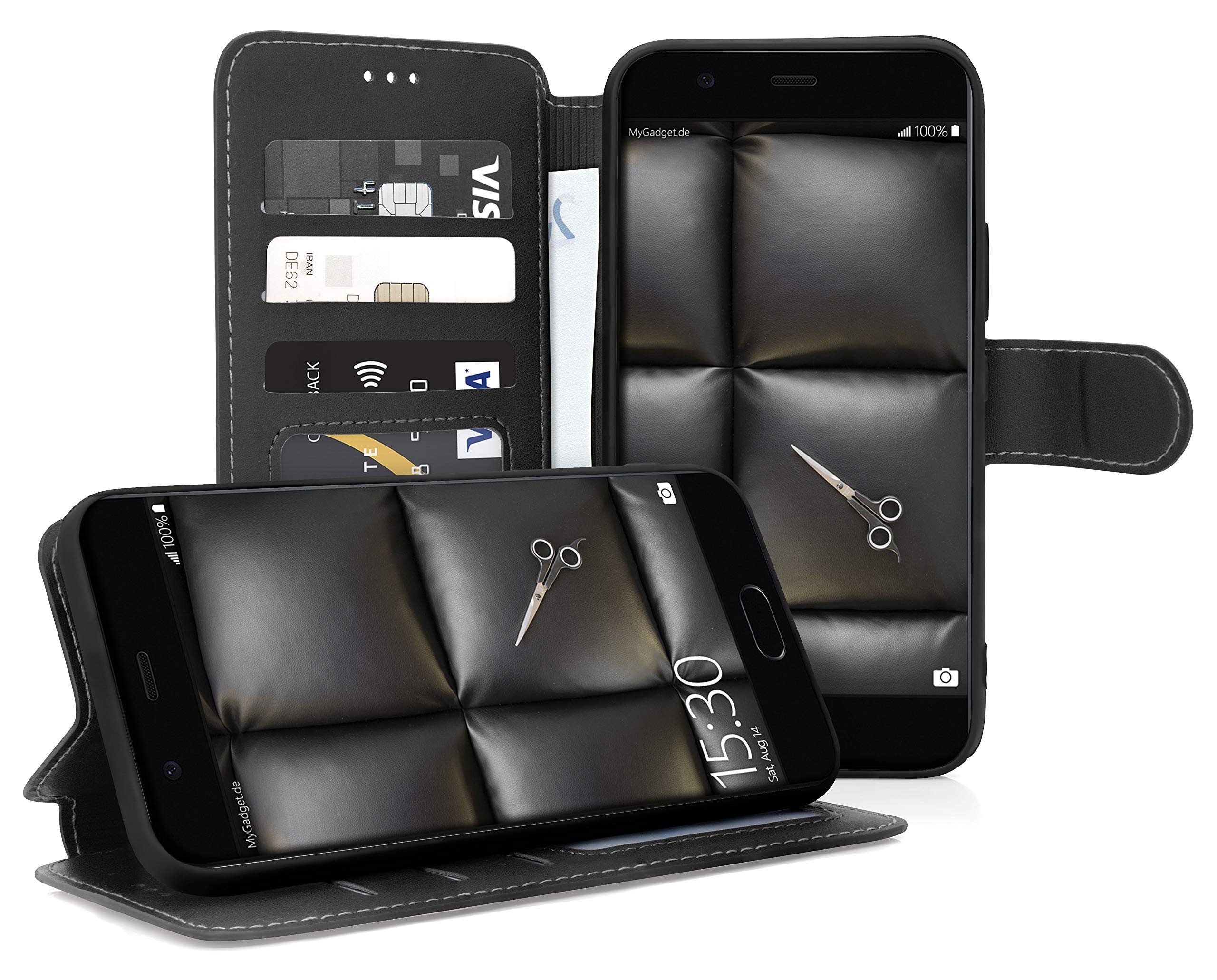 MyGadget Handyhülle Flip Case Klapphülle für für Huawei P10, Flip Case Kartenfächer & Standfunktion Kunstleder Hülle Schutzhülle