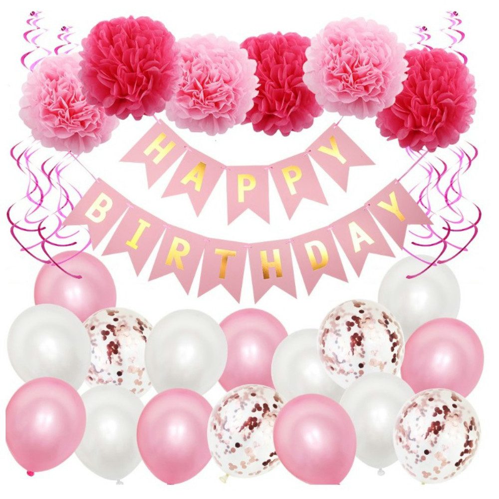 WS-Trend Aufblasbares Partyzubehör Happy Birthday Luftballons Geburtstag Party Deko Set 24 teilig
