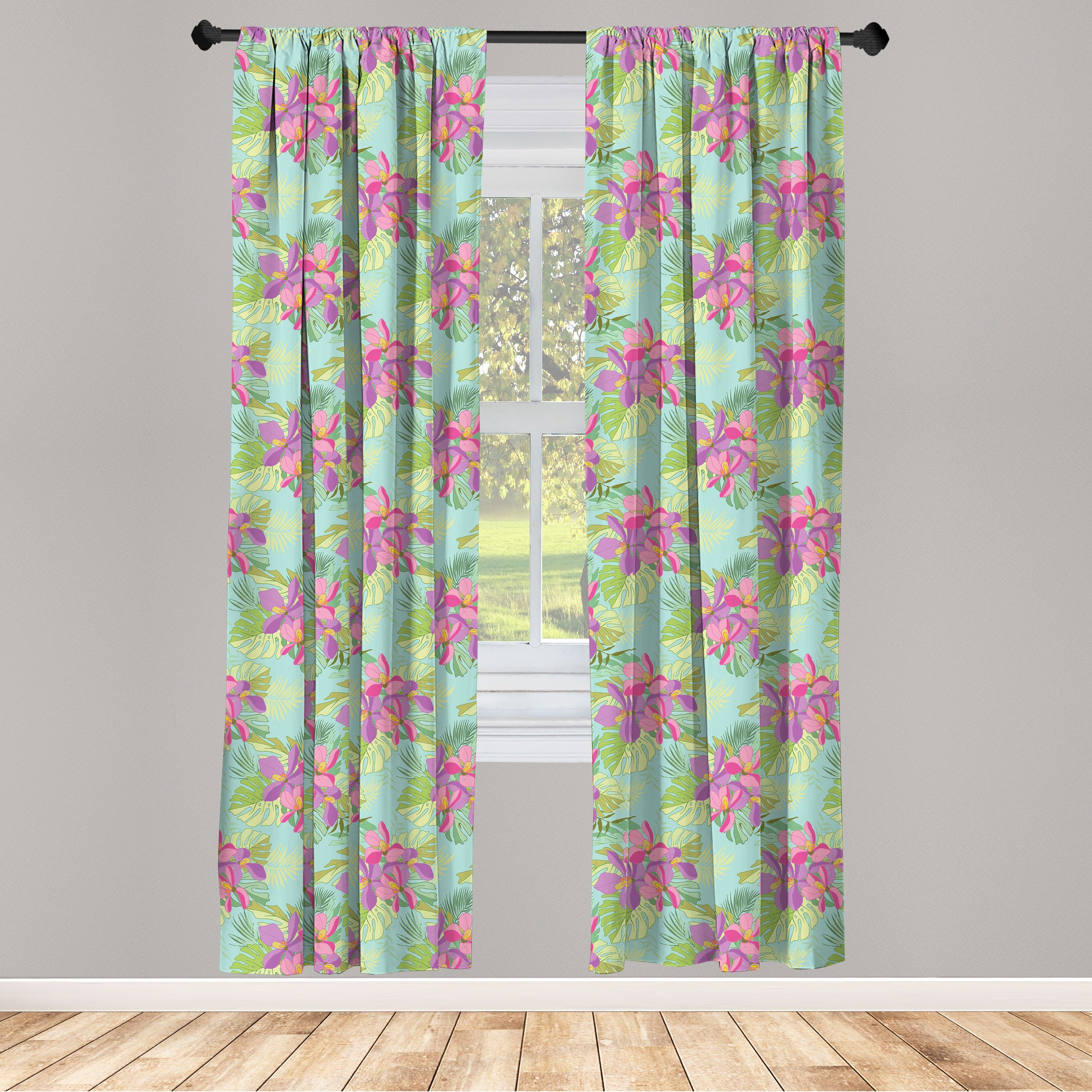 Gardine Vorhang für Wohnzimmer Schlafzimmer Dekor, Abakuhaus, Microfaser, Exotisch Rosa und lila Orchideen-Blüte