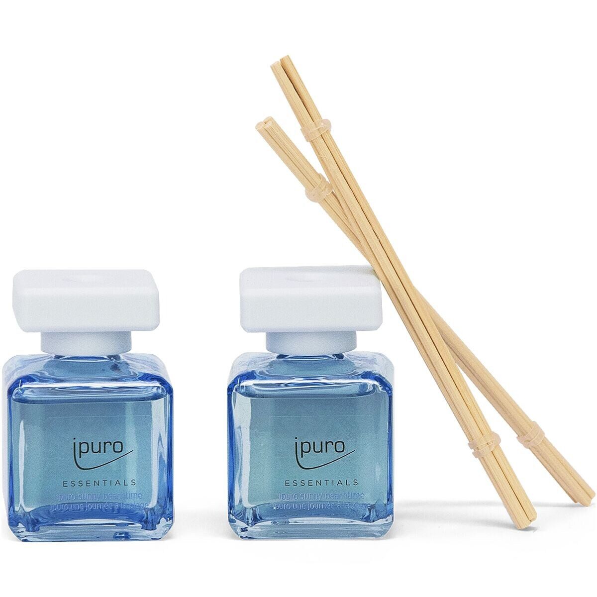 IPURO Raumduft Sunny Beach Time, 2x 50 ml, Glasflakon mit Rattan-Holzstäbchen