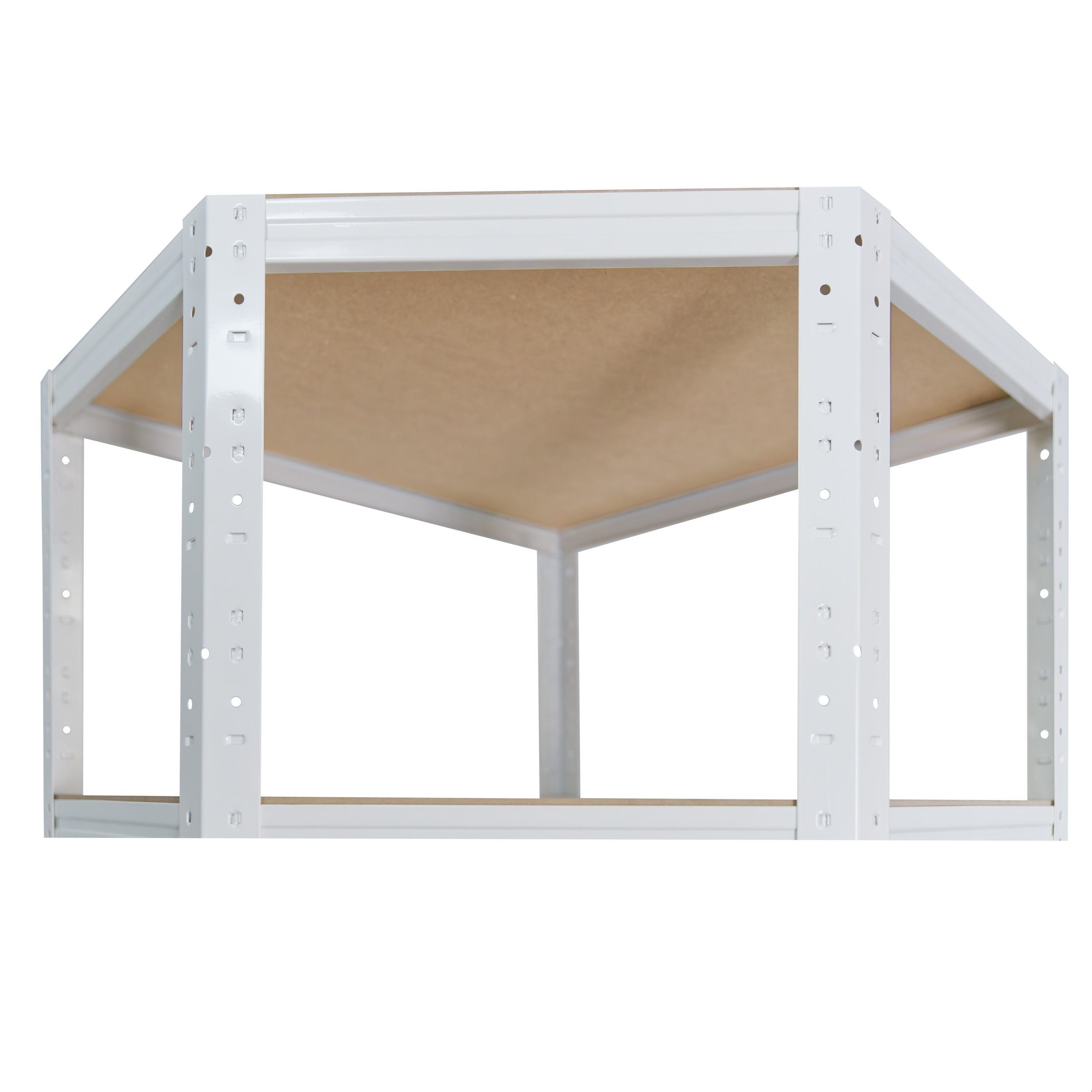 shelfplaza Eckregal HOME, 180x70x40cm weiß, Metall Eckregal stehend mit 5 Böden, Corner Shelf 265kg Tragkraft Schwerlastregal Ecke, Steckregal verzinkt Eckregal Keller Garagen Regal