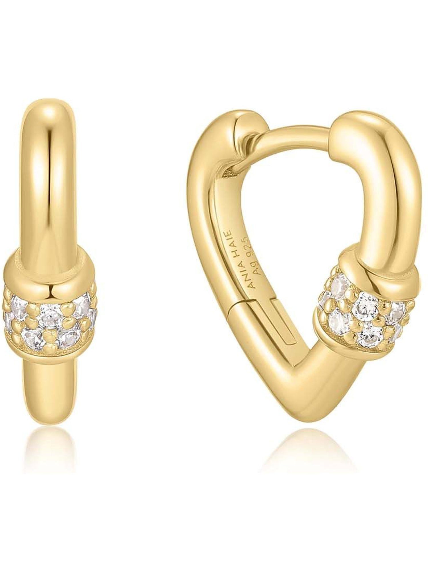 Ania Haie Paar Creolen Ania Haie Damen-Creolen 925er Silber Zirkonia Herz (Paar)