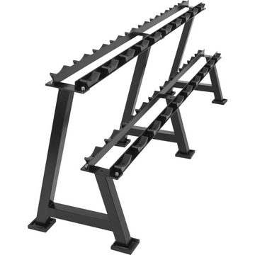 GORILLA SPORTS Kurzhantelständer 245x62x49/91cm, 2 Ebenen, 20 Ablagen, 500kg Belastbar, Stahl, Schwarz, (1-St)