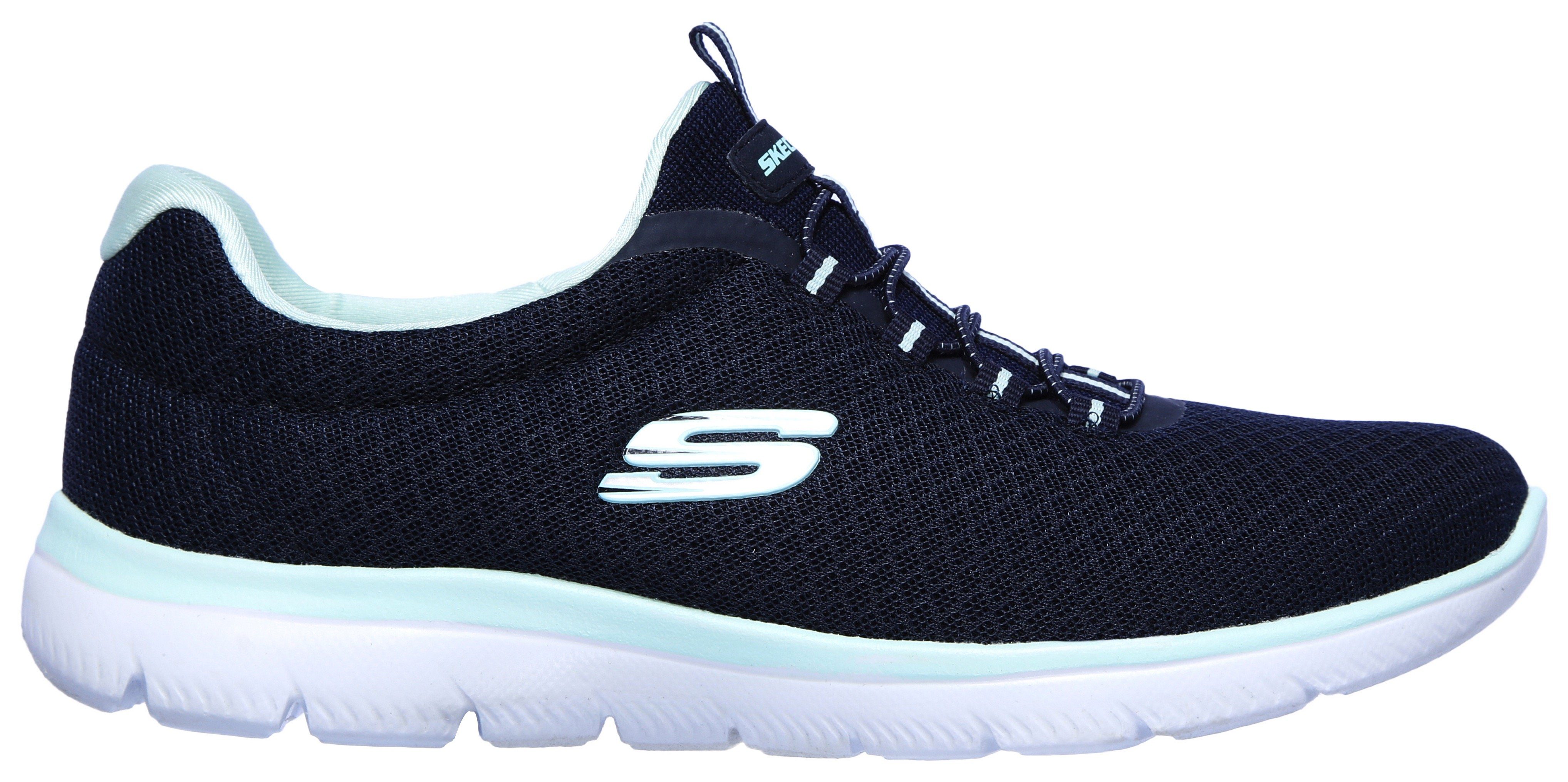Skechers SUMMITS Slip-On navy-mint Kontrast-Details dezenten mit Sneaker