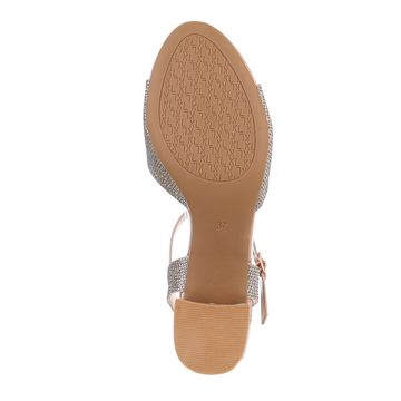 Ital-Design Damen Abendschuhe Party & Clubwear Sandalette (86192601) Blockabsatz Sandalen & Sandaletten in Gold