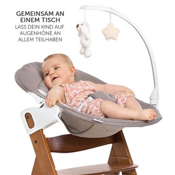 Hauck Hochstuhl Alpha Plus Walnut - Newborn Set (Set, 4 St), Holz Babystuhl ab Geburt inkl. Aufsatz für Neugeborene & Sitzauflage