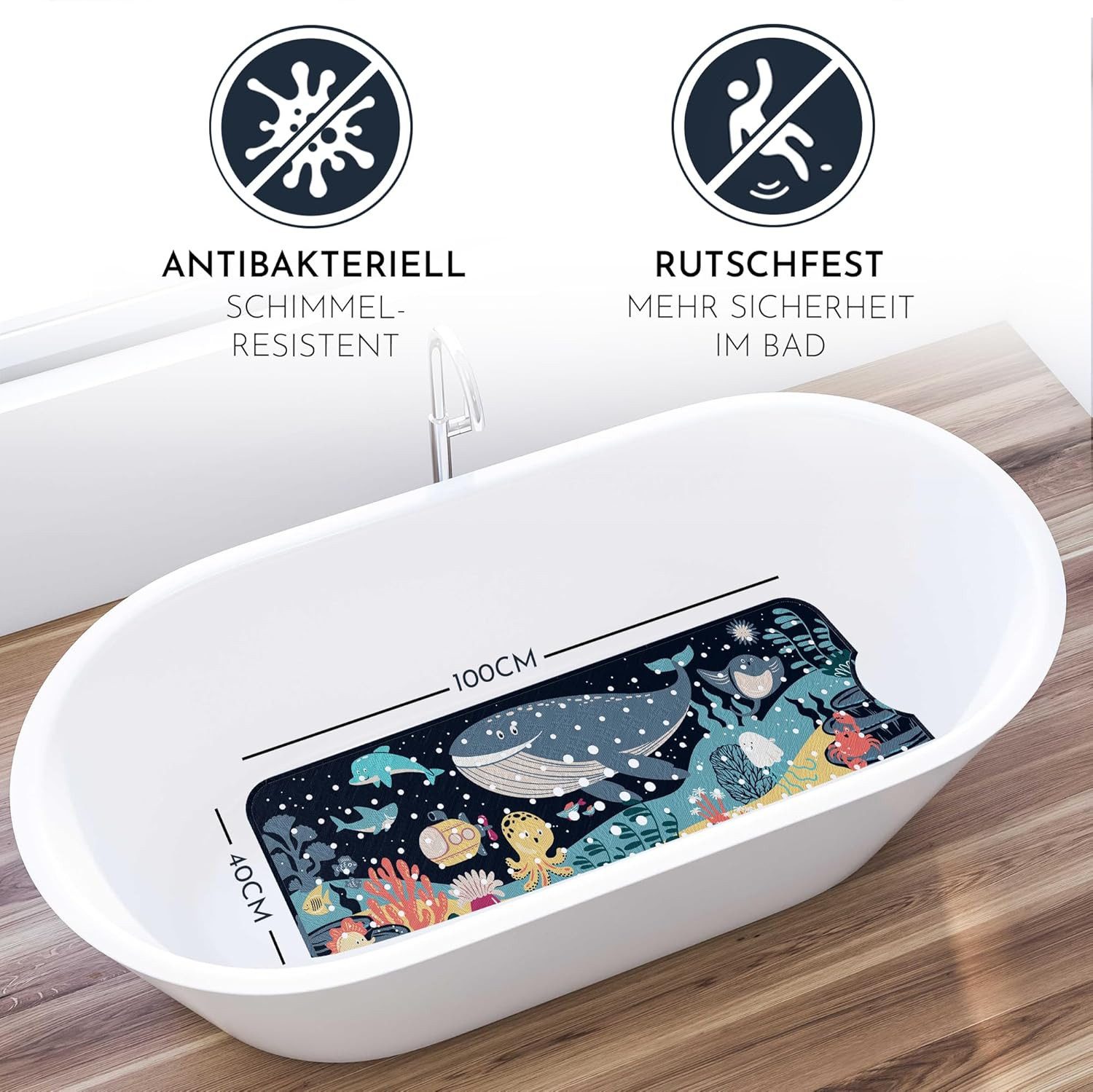 Homerella Badematte rutschfest Kinder - 100% BPA frei Inkl. 2 Haken zum Auf günstig online kaufen