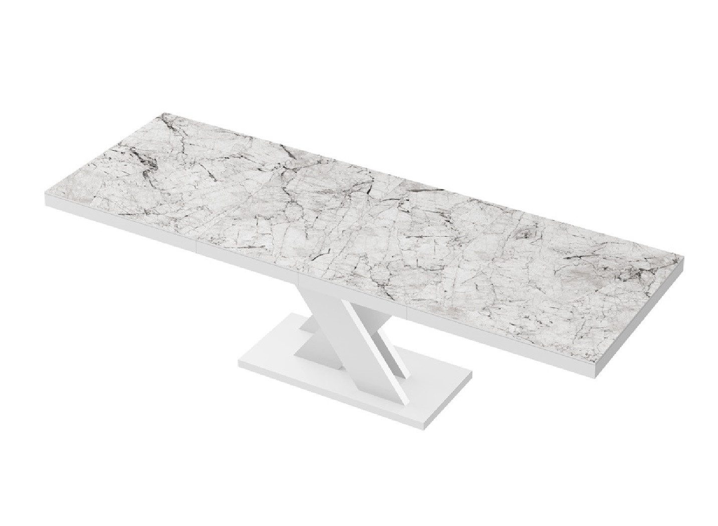 designimpex Esstisch HEN-111 Marmoroptik Marmor - Weiß Hochglanz ausziehbar 160 bis 256 cm