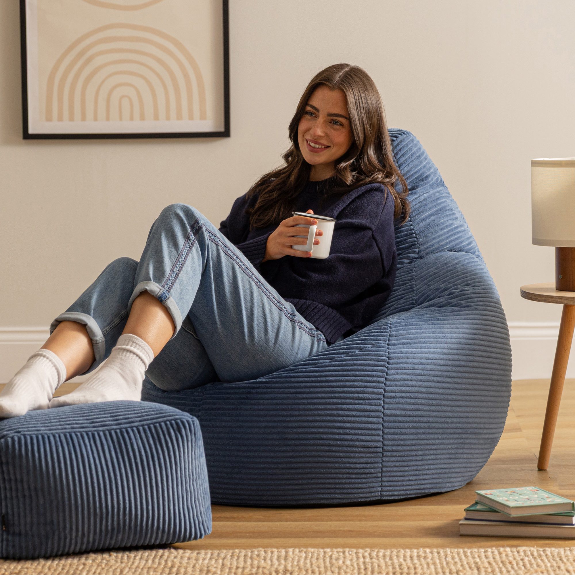 icon Sitzsack Sessel mit Liege aus Cord „Dalton“ mit Hocker (Spar-Set, 1 x günstig online kaufen