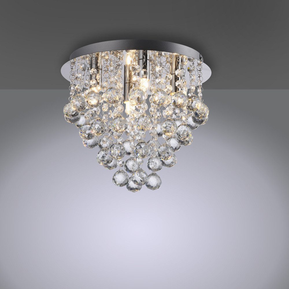 JUST LIGHT LED Deckenleuchte Deckenlampe Kulunka, 4xG9 Leuchtmittel wechselbar, G9 LED, Kristall Prismen Chrom, dekorativ Lichteffekt 4xG9