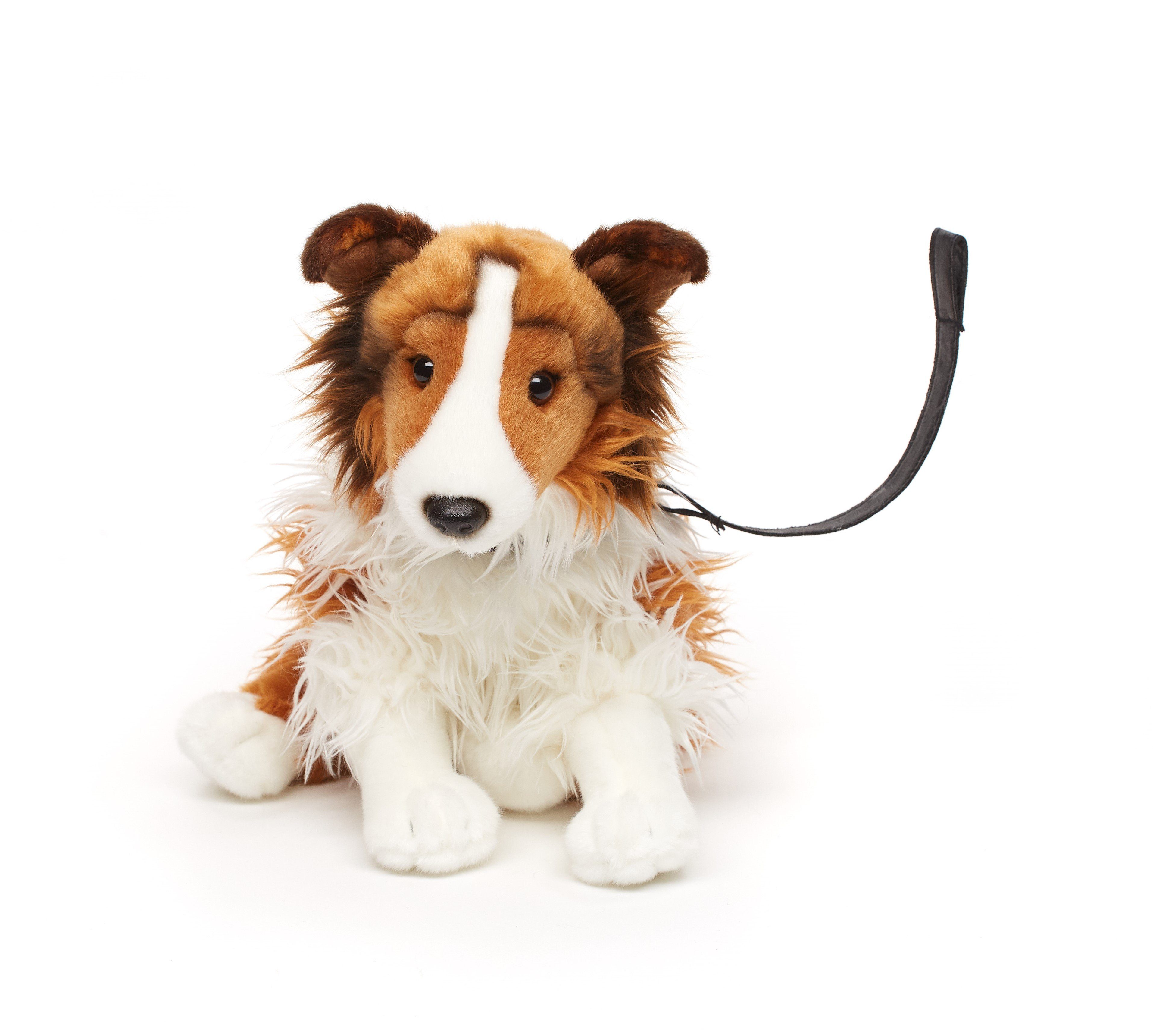 Uni-Toys Kuscheltier Langhaarcollie m. Leine - versch. Farben - 27 cm - Plüsch-Hund, Collie, zu 100 % recyceltes Füllmaterial