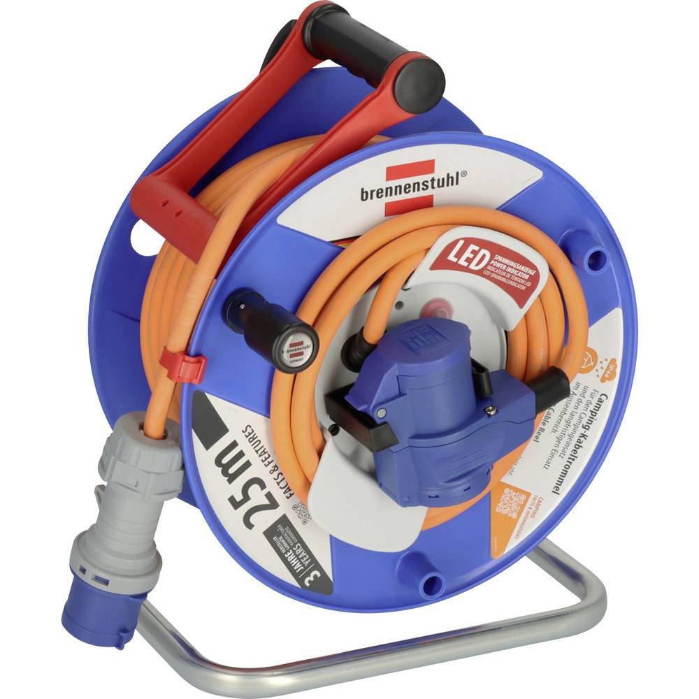 Brennenstuhl 1182470200 Camping-Kabeltrommel 25 m Orange CEE-Stecker 16 A 3polig Kabeltrommel