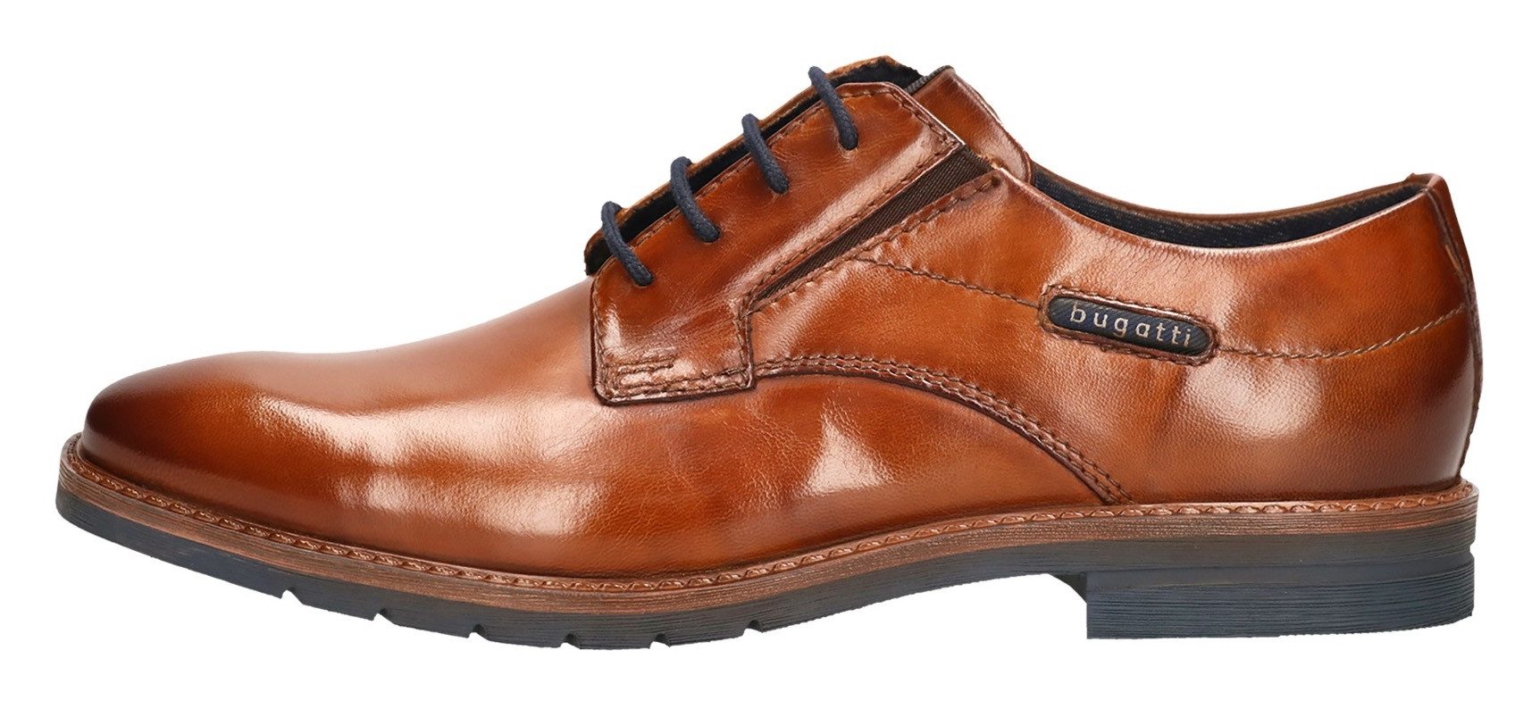 bugatti lace-up shoe, business shoe, evening shoe with small stretch inserts, width G