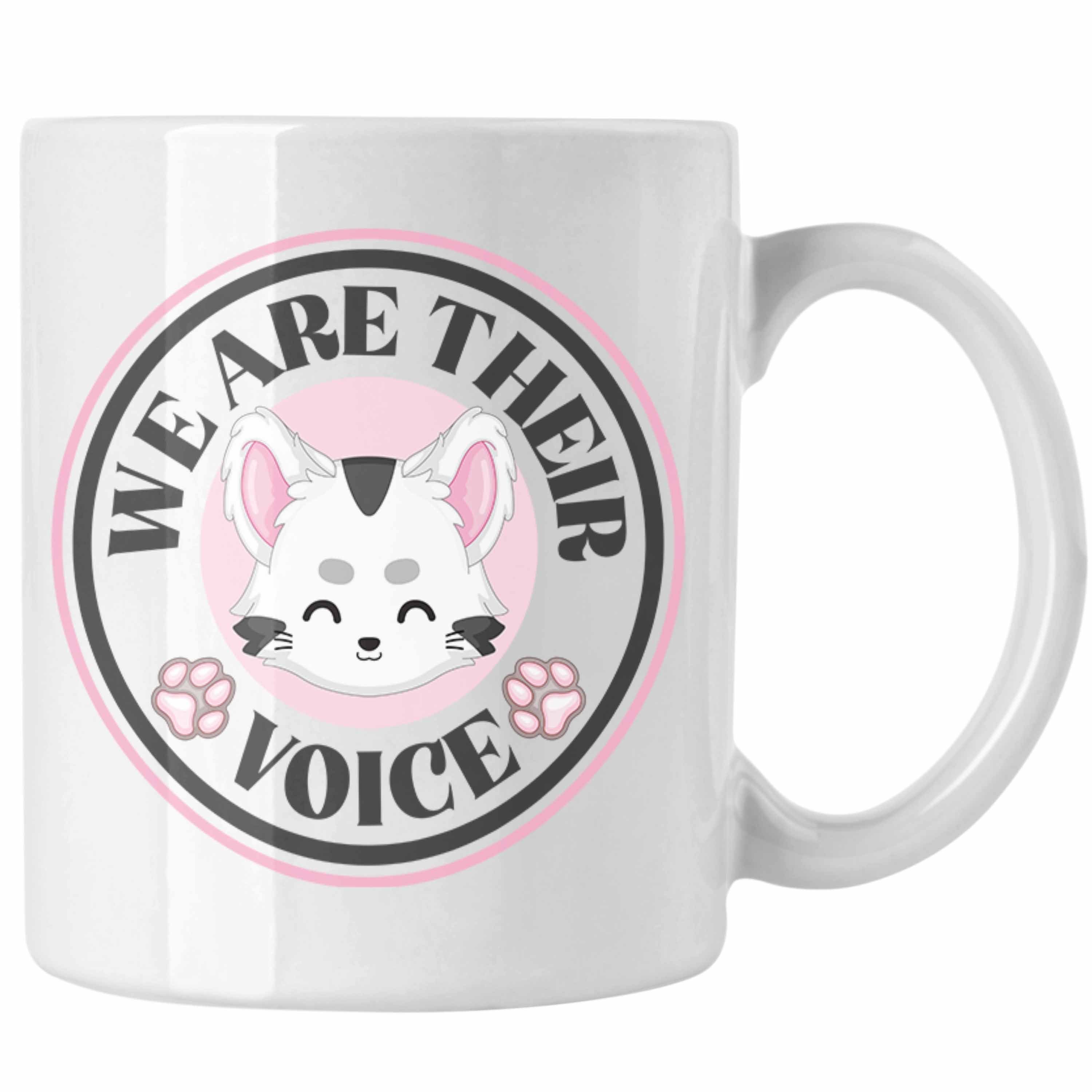 Trendation Weiss - Their Tasse Trendation Tierschutz Tierschützer Geschenkidee Statement Voice We Veganer Tasse Geschenk Are Vegetarier