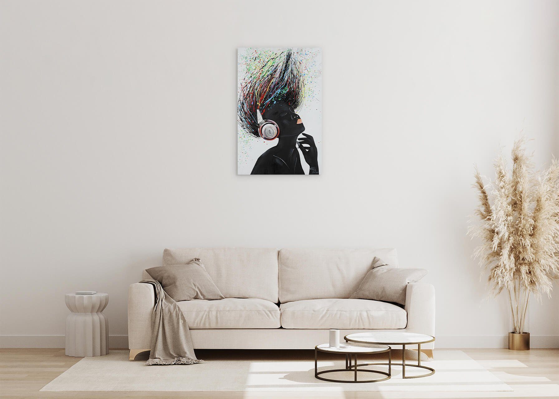 Gemälde Leinwandbild cm, Musical Wohnzimmer 100% 60x90 Wandbild HANDGEMALT KUNSTLOFT Energy