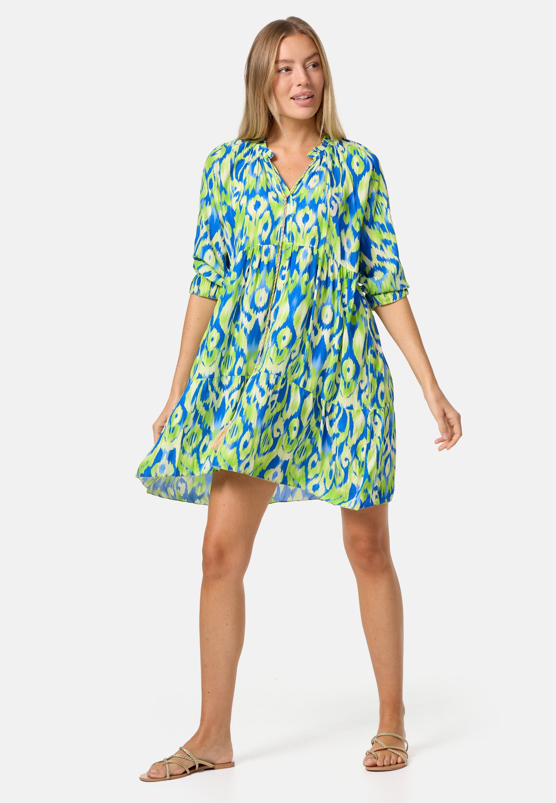 Rayshyne Tunikakleid PM-31 (Sommerkleid Jersey Strandkleid mit Muster in Einheitsgröße)