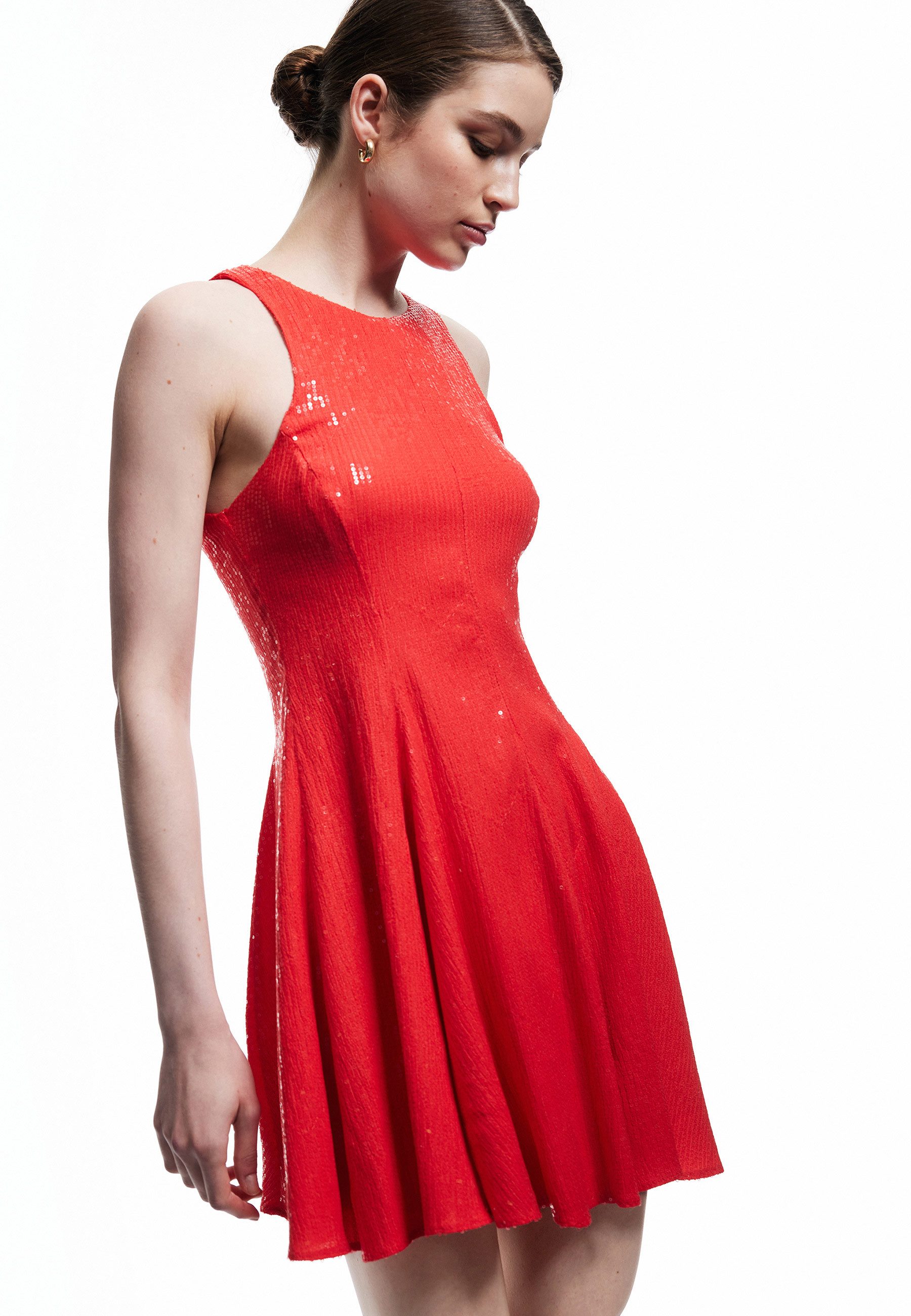 Badekleid Mit Verzierung Aus Pailletten/Glimmer Fit & Flare Kleid Minikleid