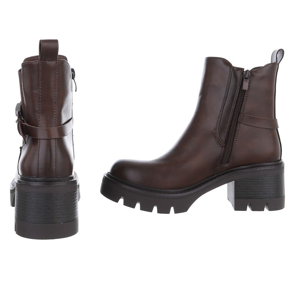 Ital-Design Eleganter Ankle Boot mit Blockabsatz für Damen Plateaustiefelette (90152923) Blockabsatz Stiefeletten in Braun – Bild 5 von 5