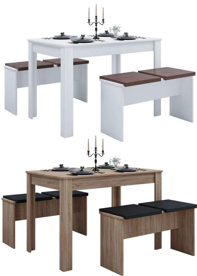 VCM Essgruppe »Holz Essgruppe Tischgruppe Tisch Bänke Esal XL«